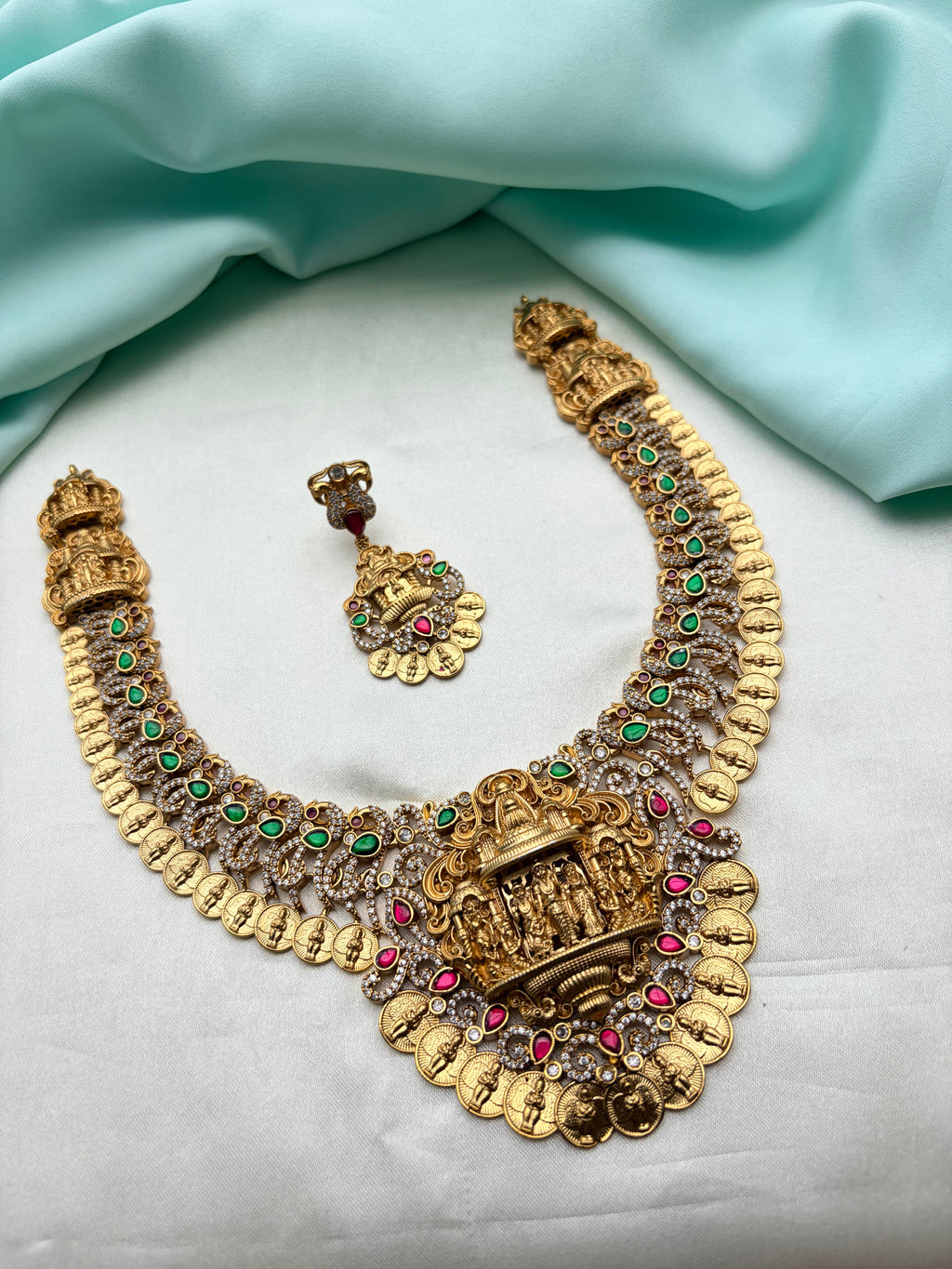 Ram Parivar kasu Cz neckset with earrings Ns967