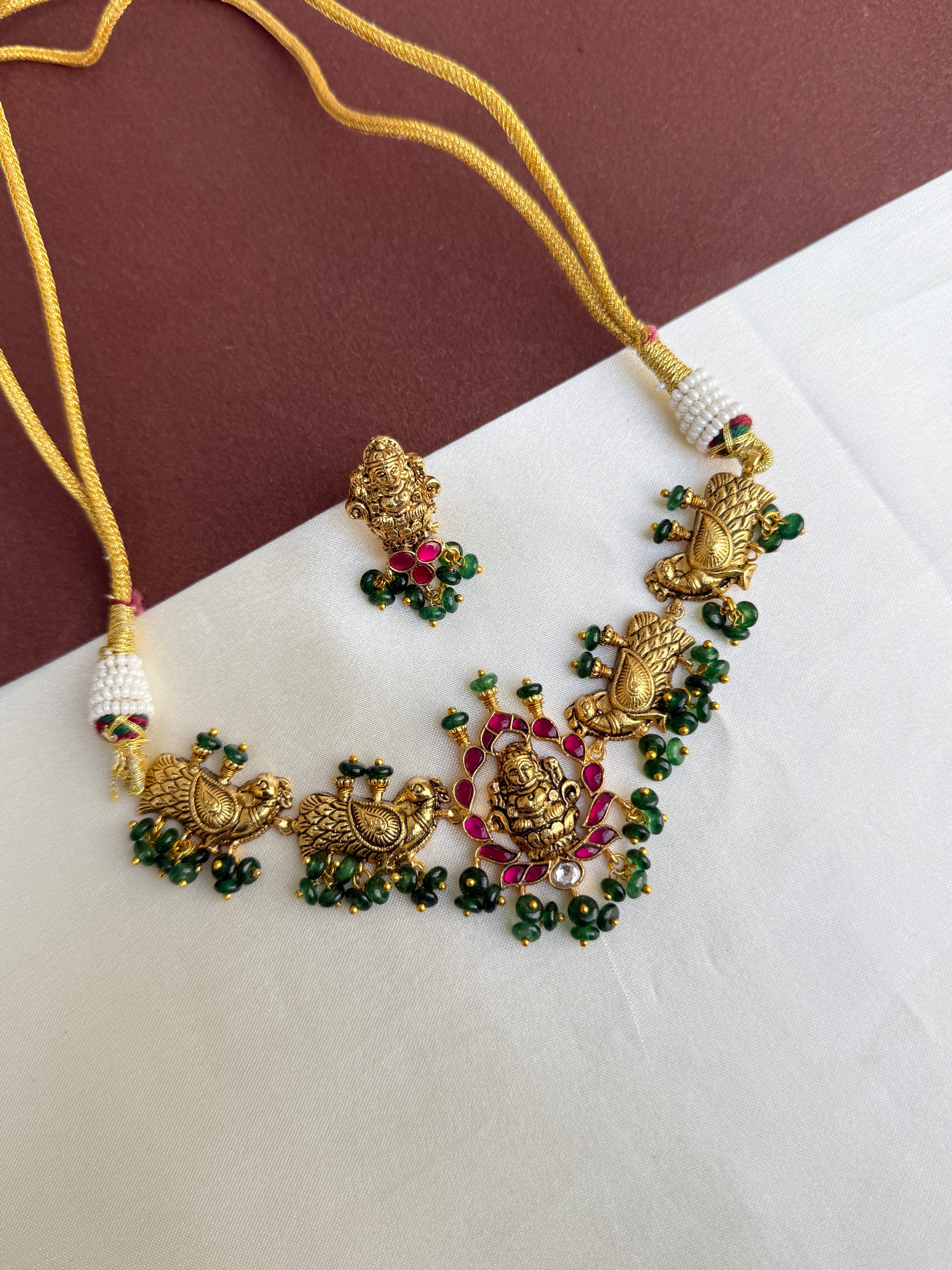 Ns404 jadau Kundan nakshi lakshmi Devi neckset