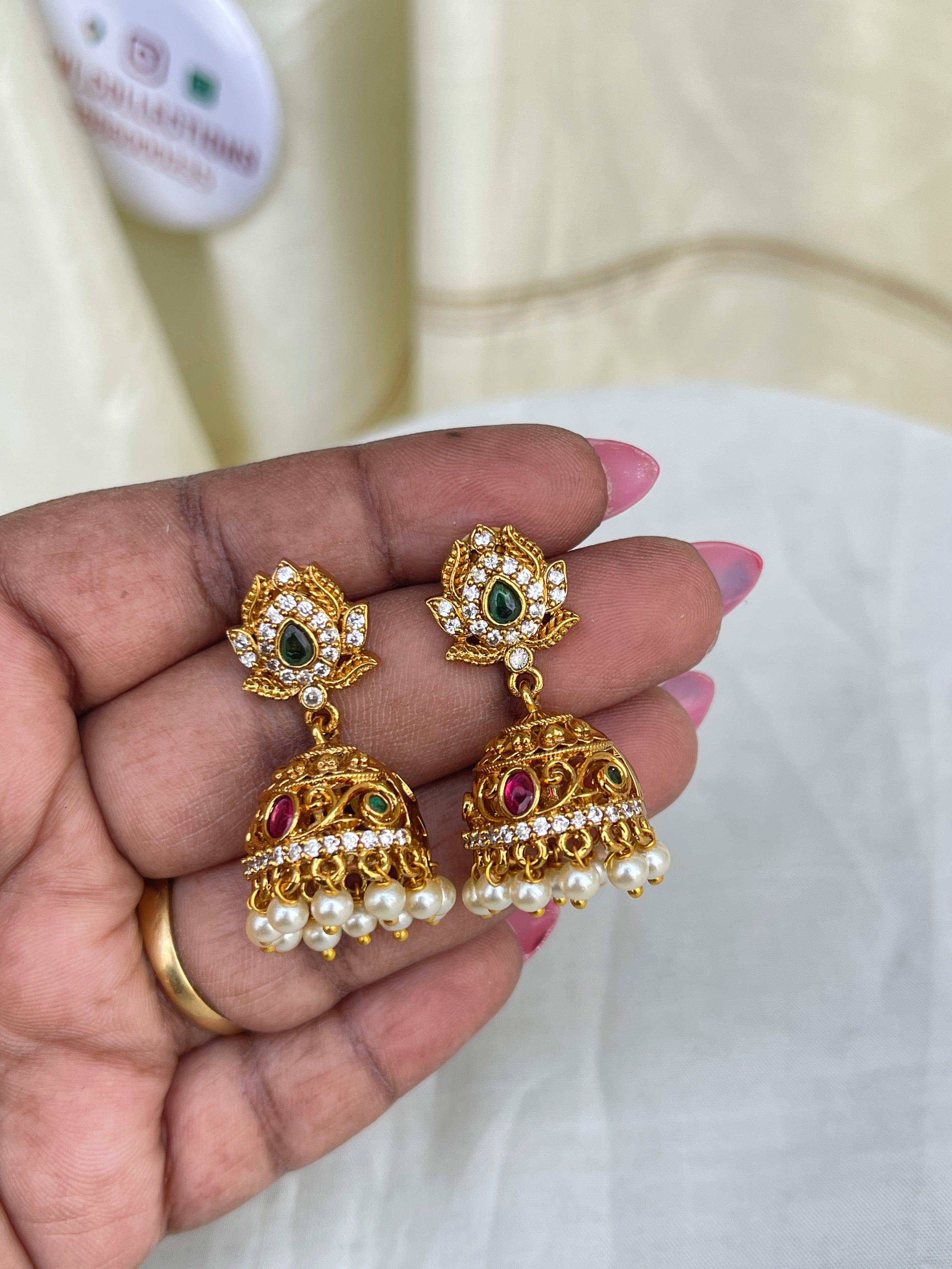 Multi lotus traditional butta Earrings