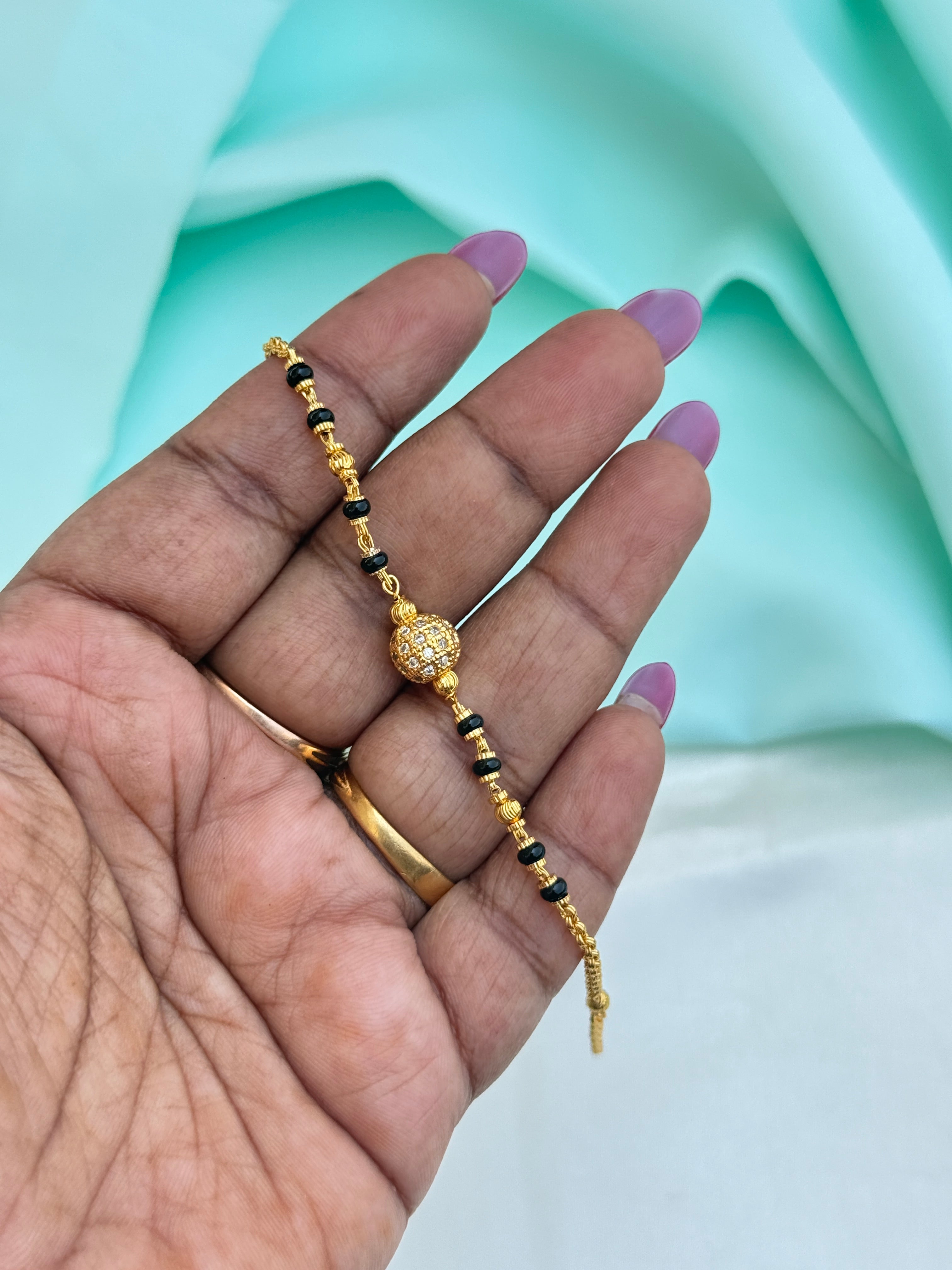 Br537 micro gold  blackbeads gold ball chain bracelet suits for 2.2and 2.4 size