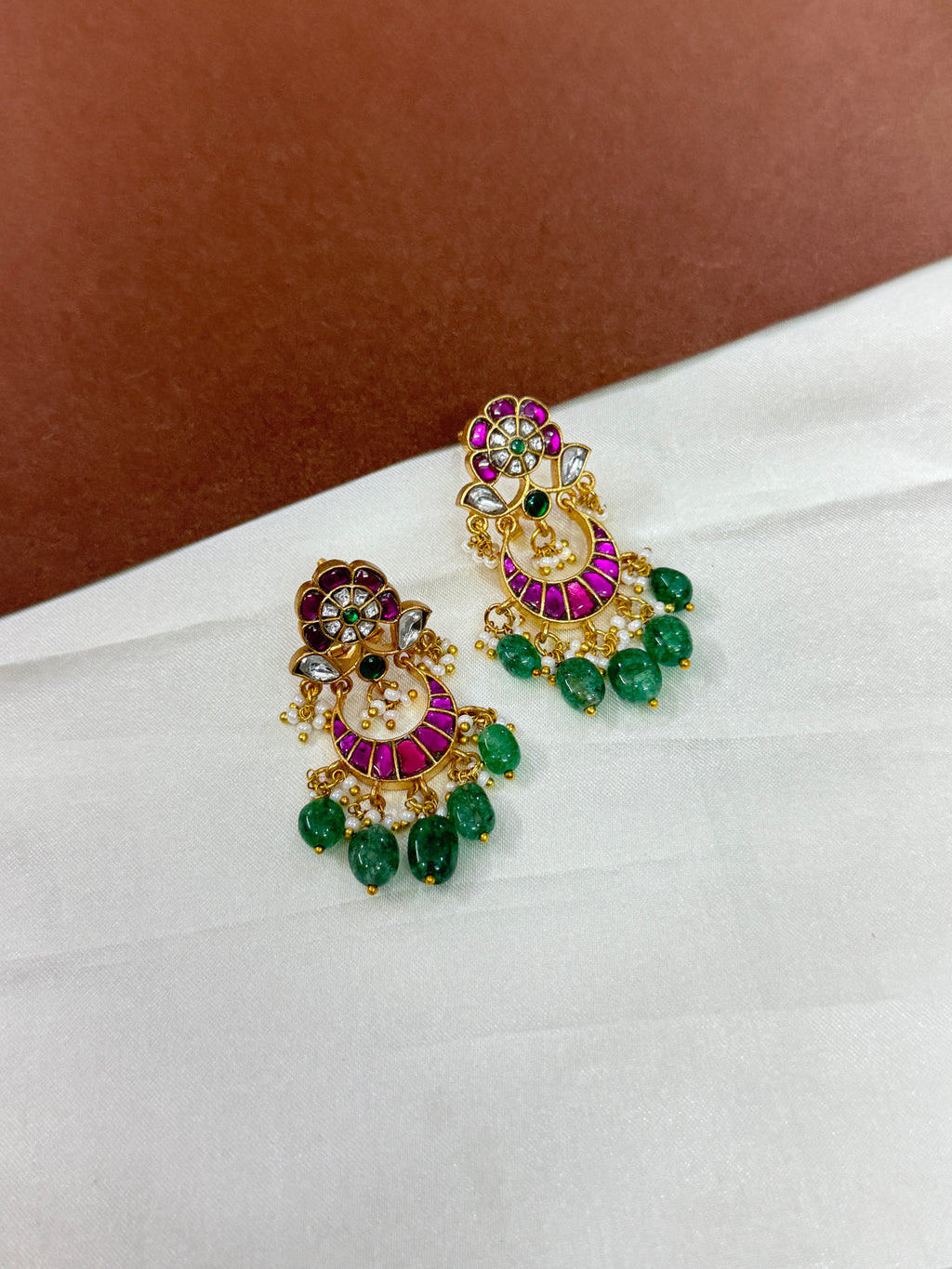 Er113 jadau Kundan chandbali earrings