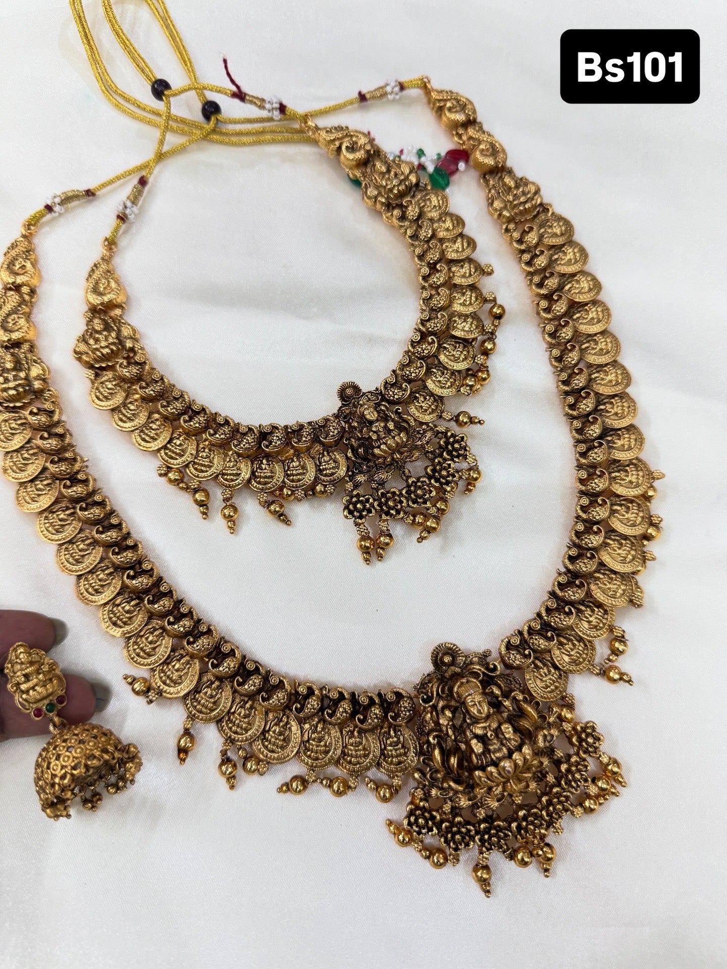 Bs101 Lakshmi Devi kasu bridal set short neckset and long haram