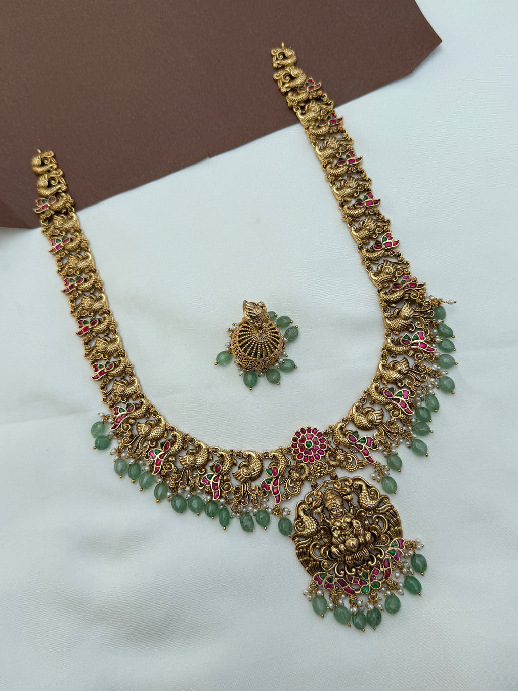 Lh577 nakshi jadau kundan long haram with earrings