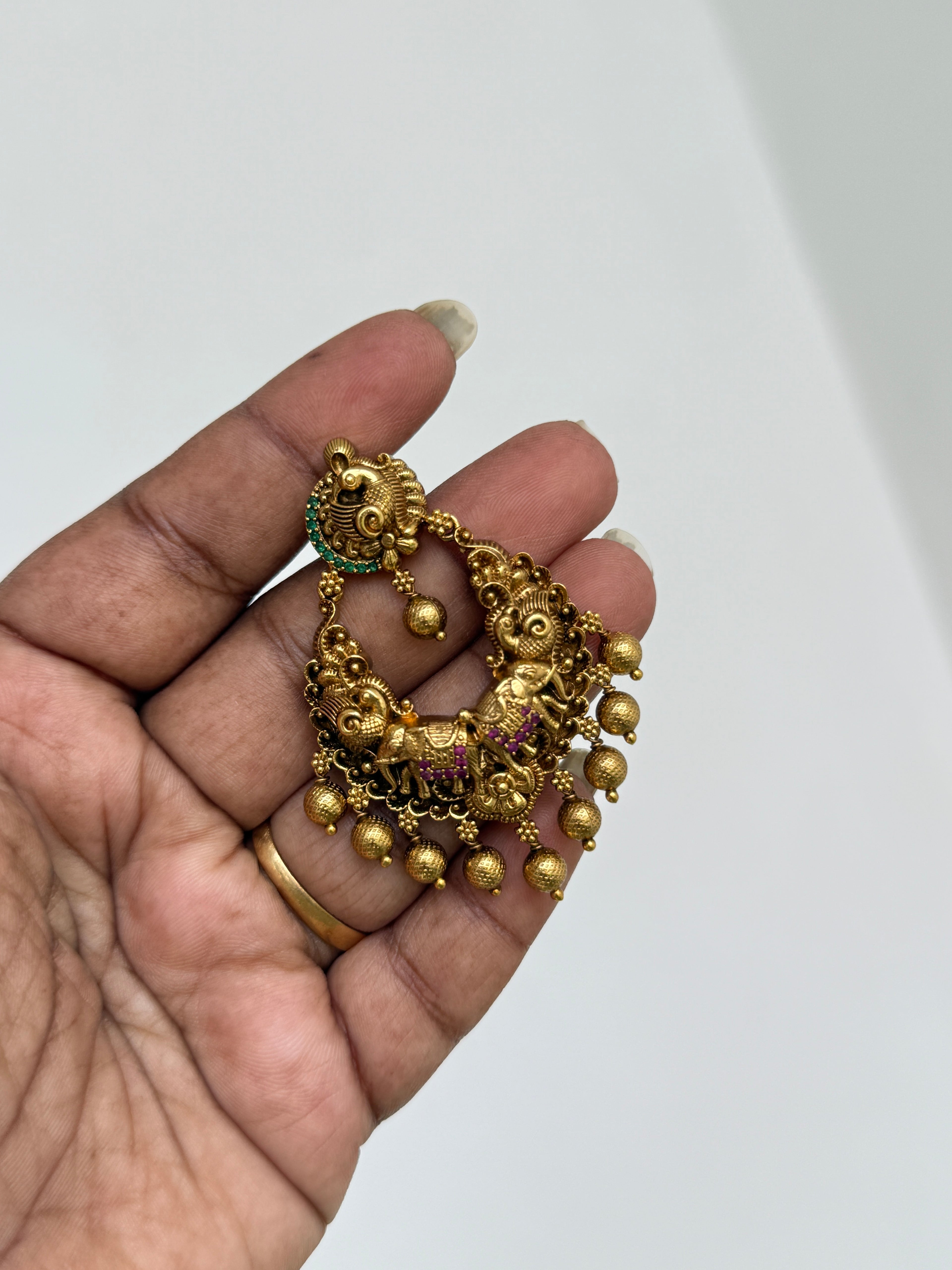Er138 nakshi chandbali gold ball earrings