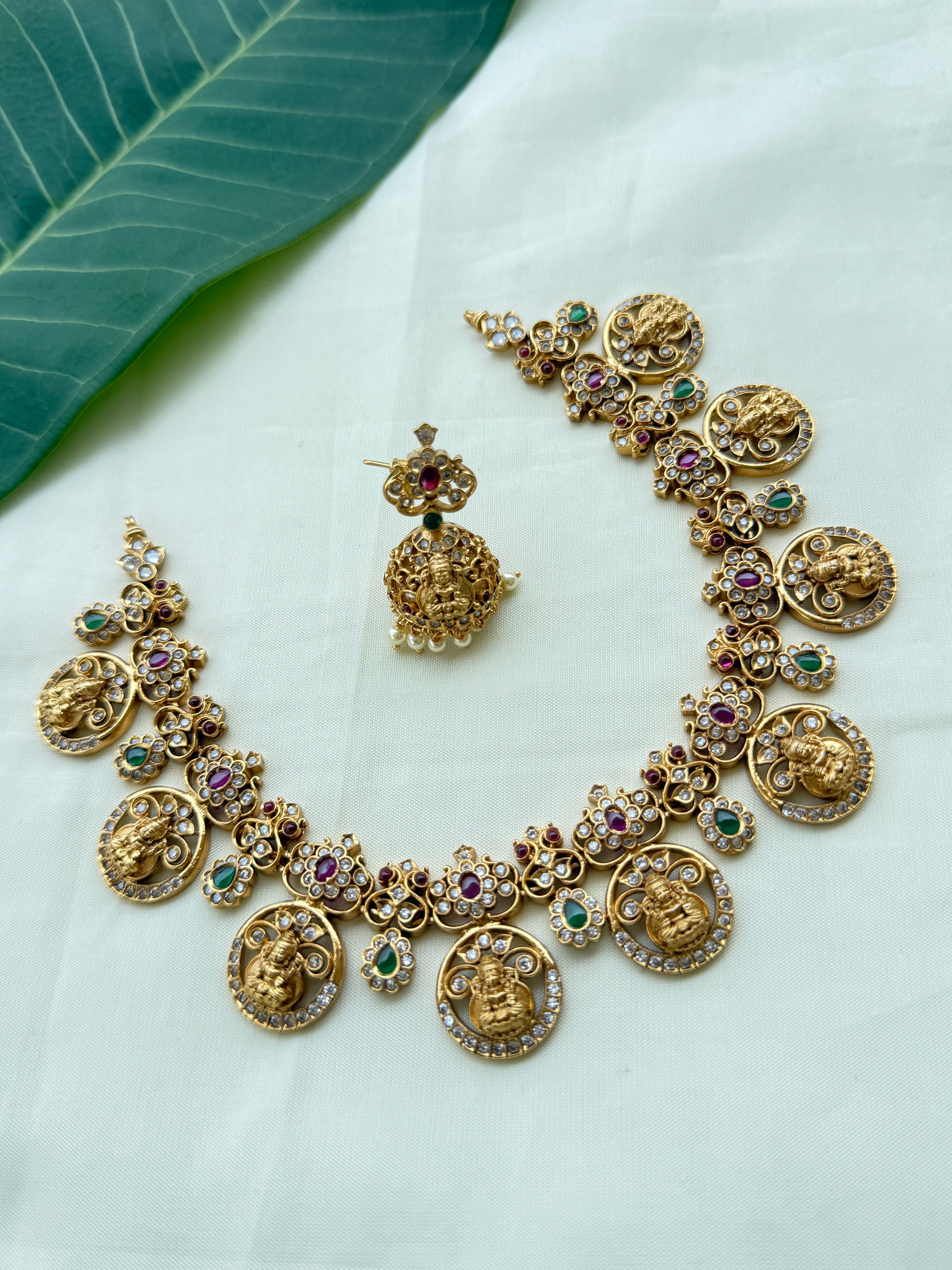 Ns257 multi Lakshmi Devi kasu neckset
