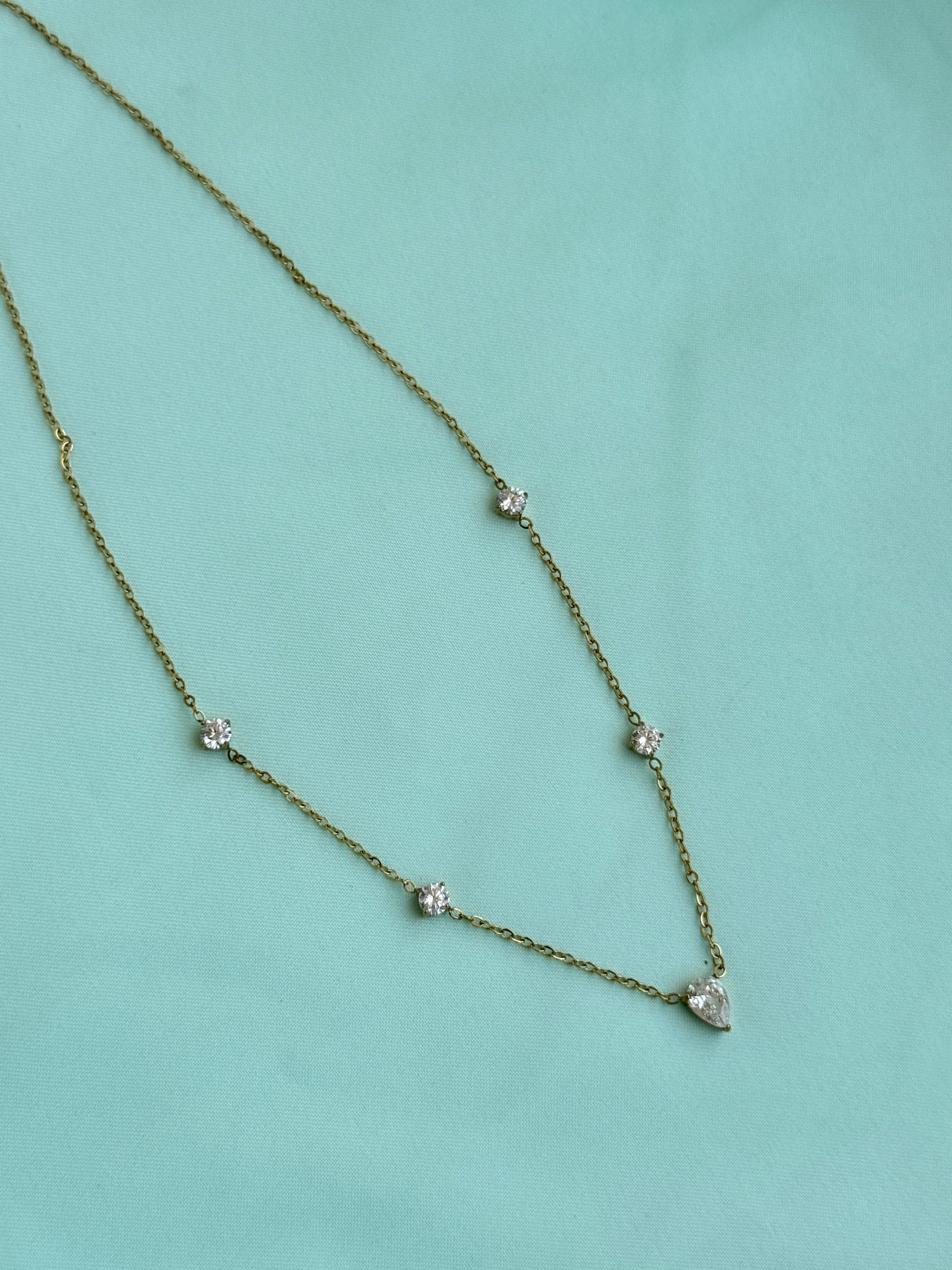 Dc059 anti tarnish stones drop 18inches adjustable daily wear chains