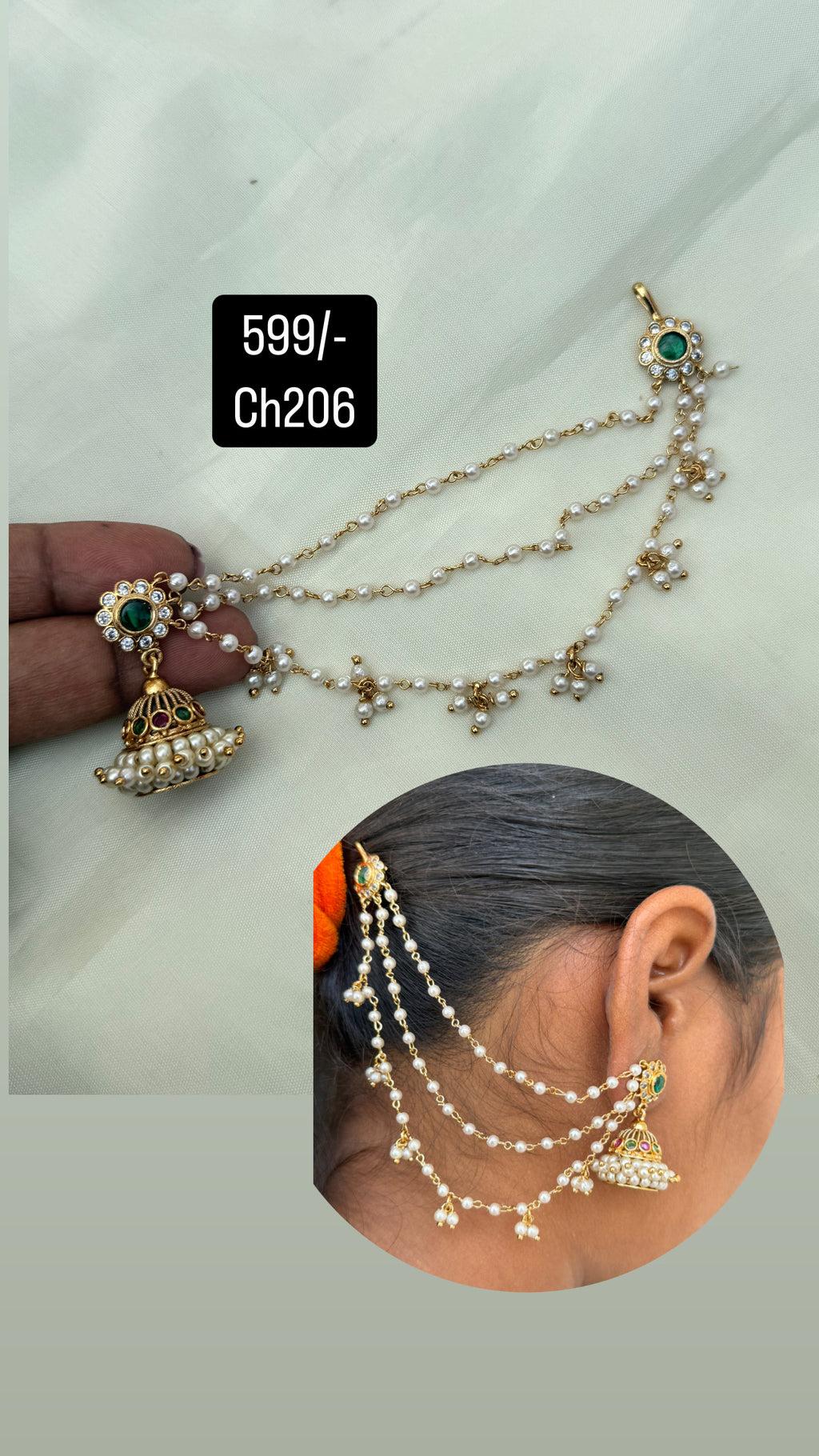 Ch206 butta Earrings with earchains