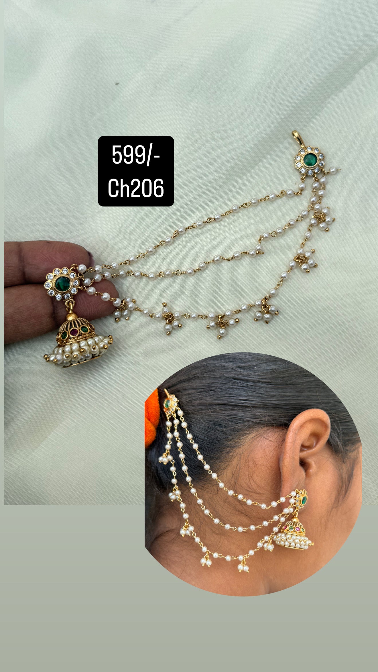 Ch206 butta Earrings with earchains