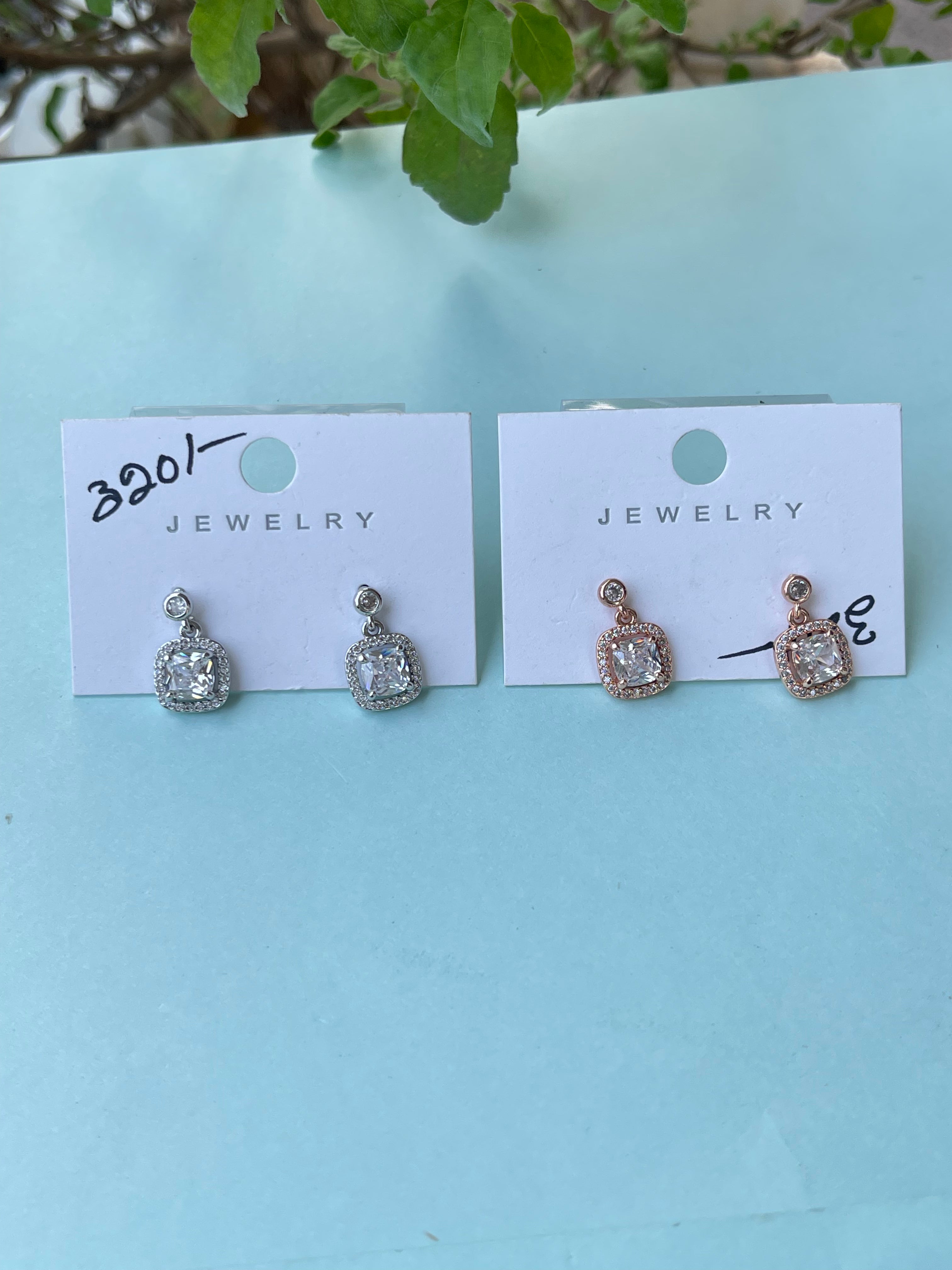 Small diamond finish studs hanging earrings