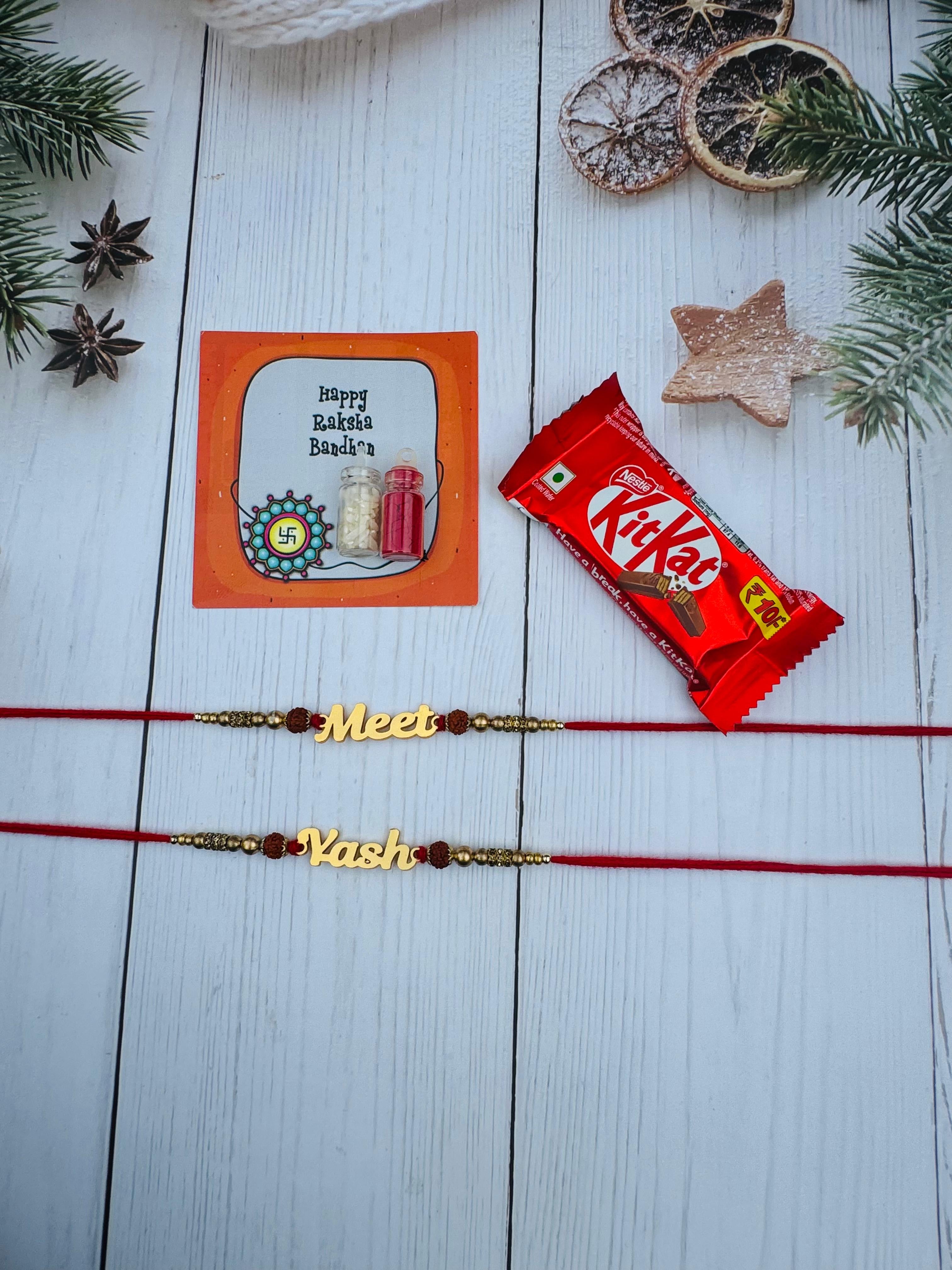 Premium brass customised rakhi with plating