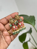 Er127 Lakshmi Devi jadau Kundan butta Earrings