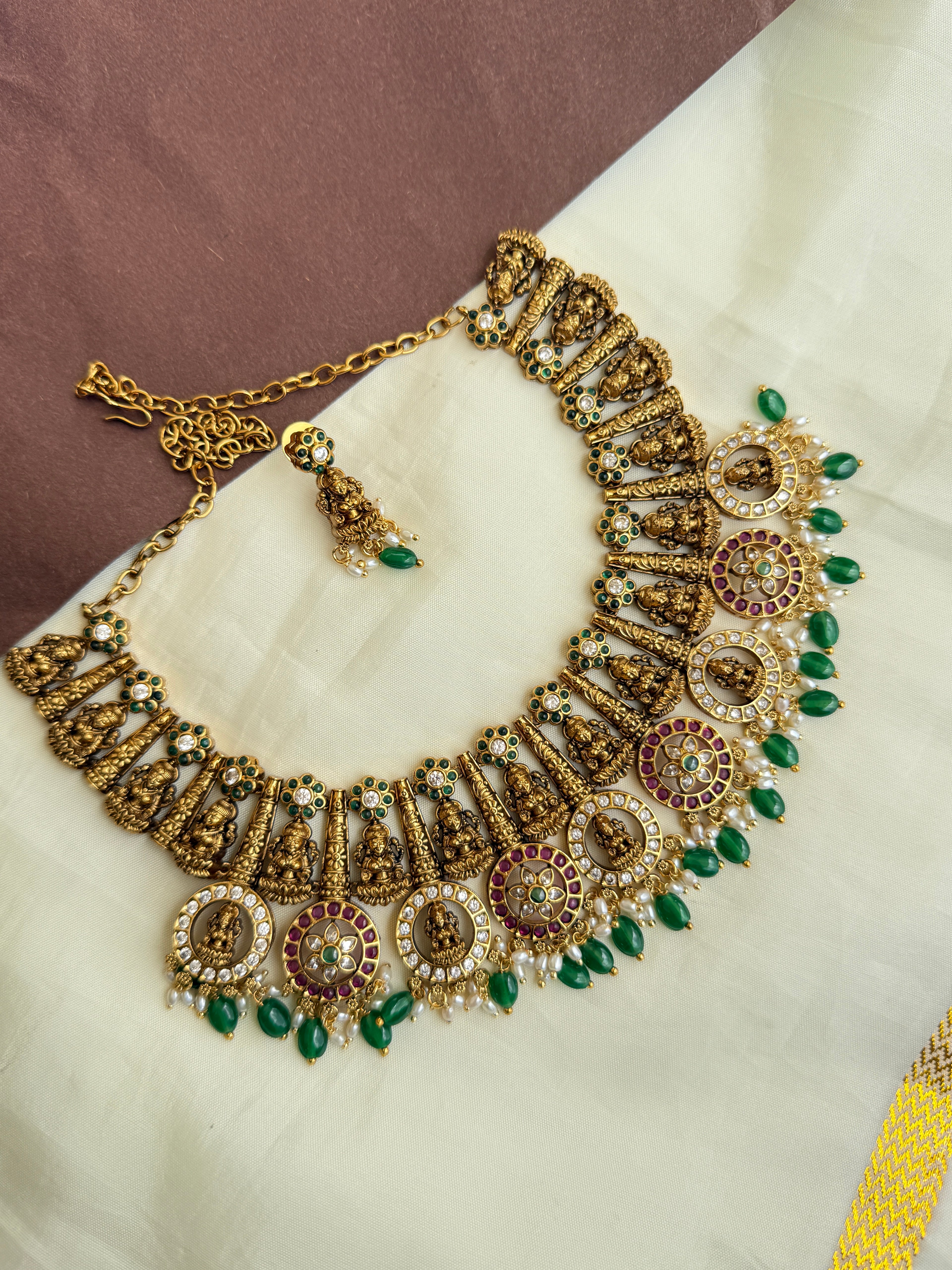 Ns319 bottumala Kemp uncuts Lakshmi Devi nakshi neckset