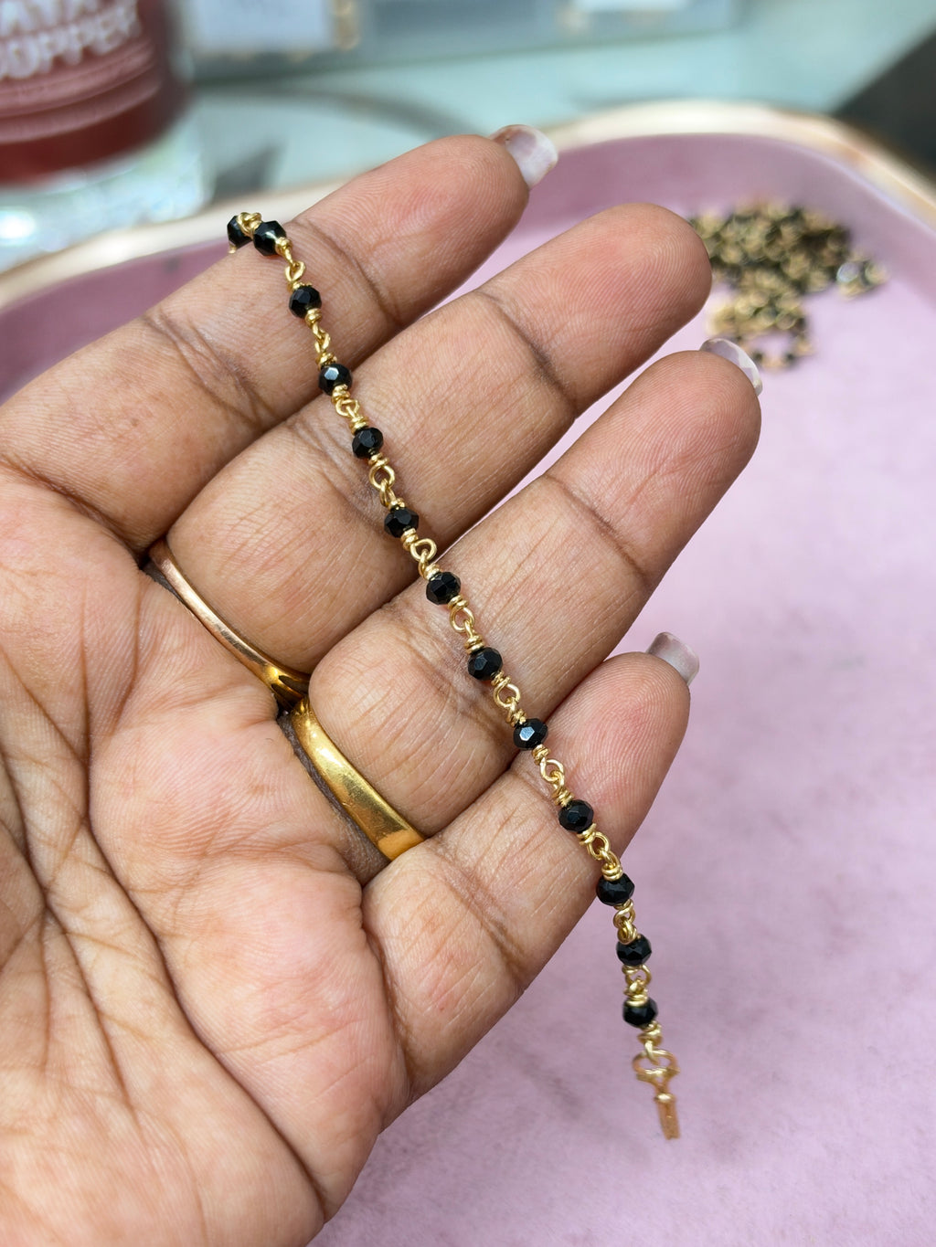 Bb400 8 inches panchaloham blackbeads bracelets/anklets(can be used in both ways)