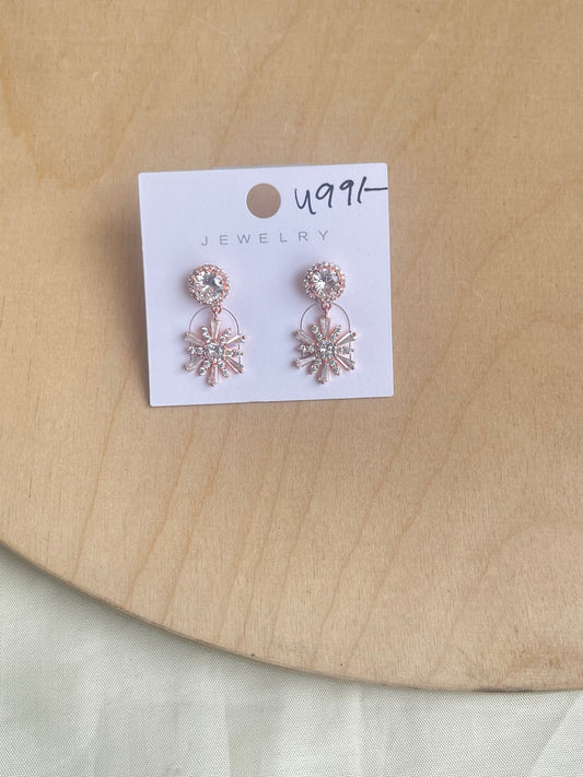 Rosegold flowers hanging western lightweight earrings