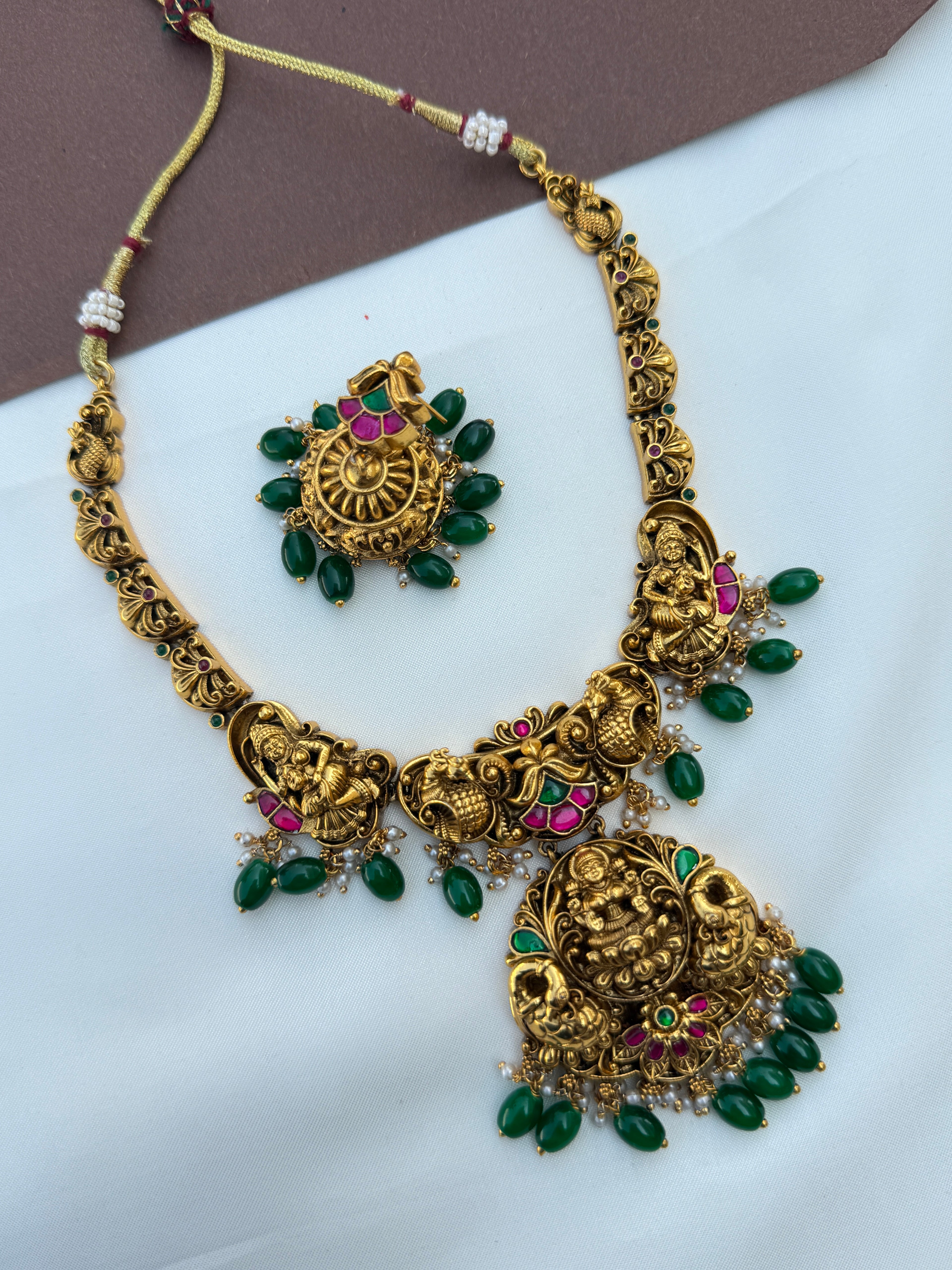 Ns655 Gold replica Nakshi lakshmi devi neckset