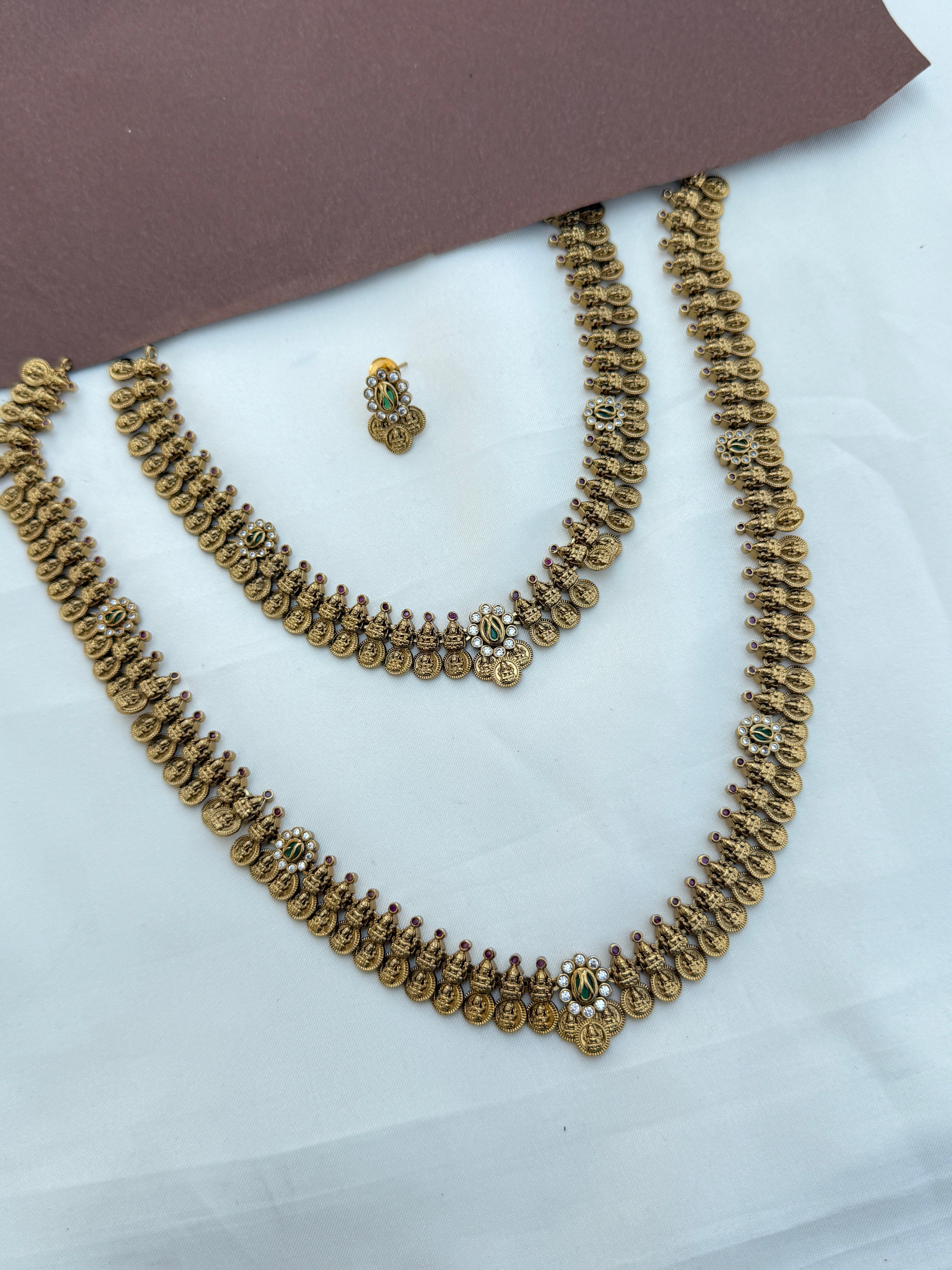 Bs260 Lakshmi devi kasulaperu long haram and short neckset