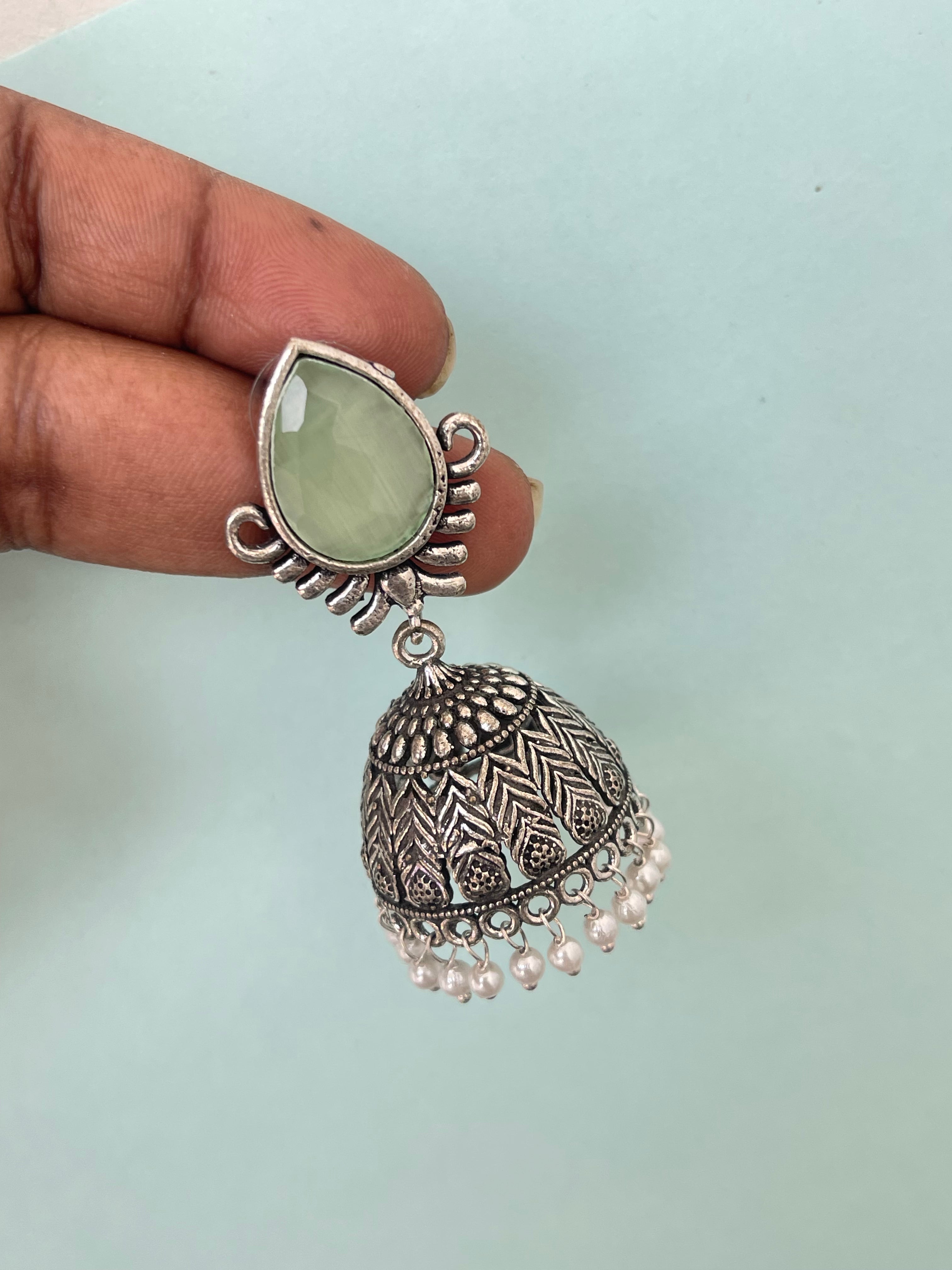 Oxidised oxo jhumkas