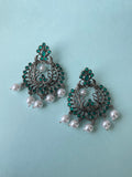 Green Oxidised chandbali earrings OX220
