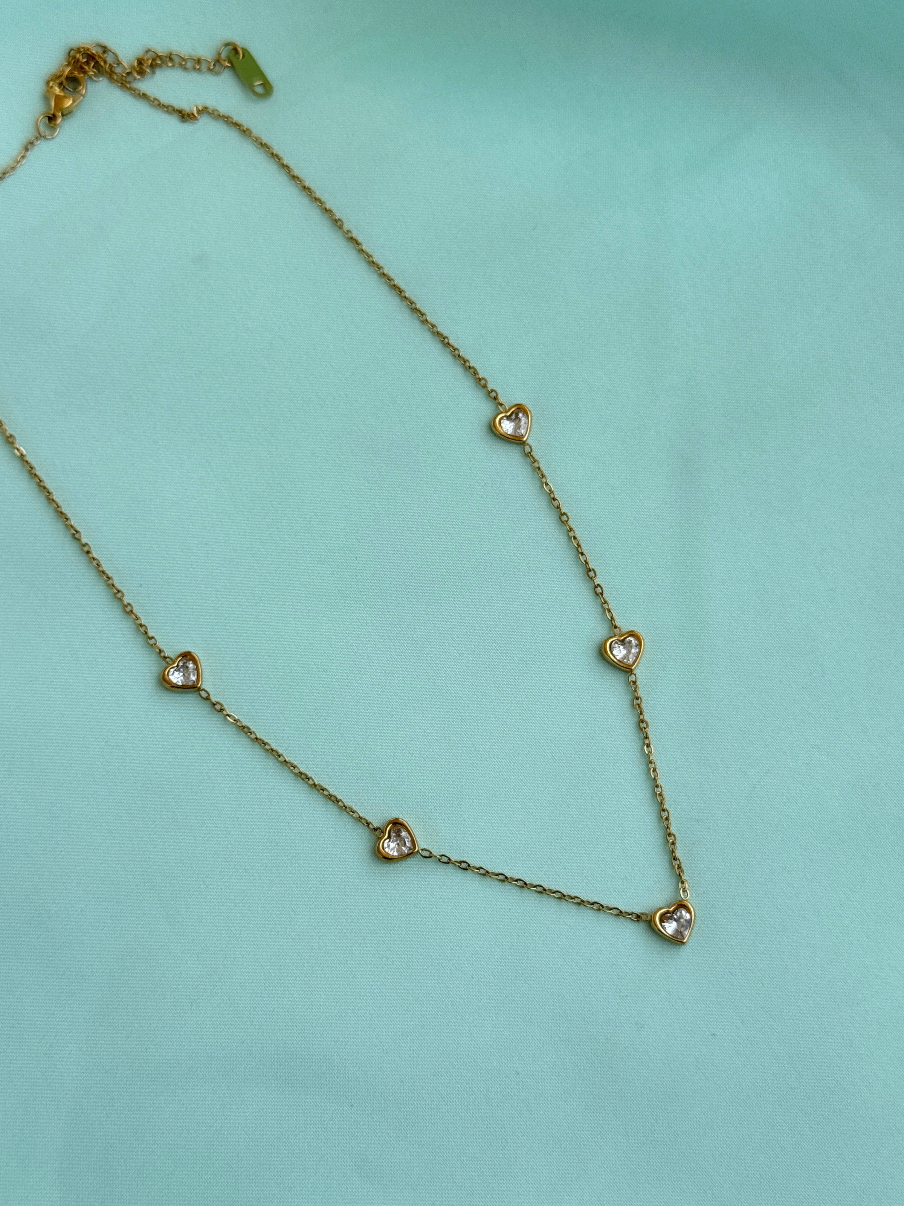 Dc111 anti tarnish heart stone 18inches adjustable daliy wear chains