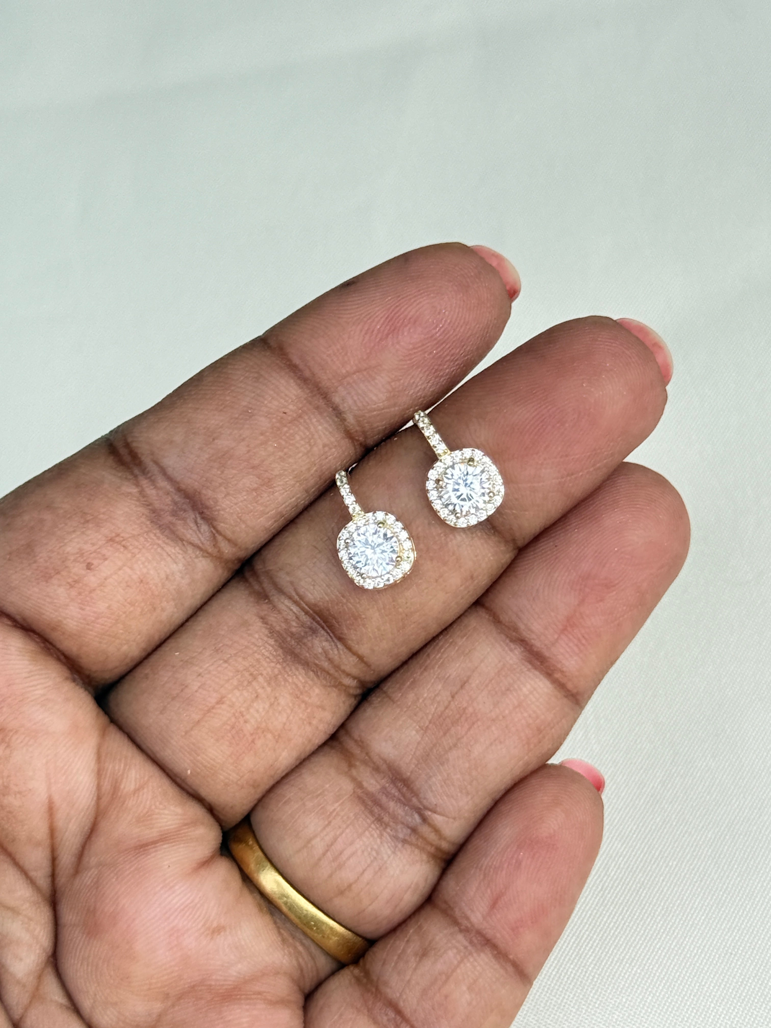 Se002 92.5 silver hallmark square hanging earrings