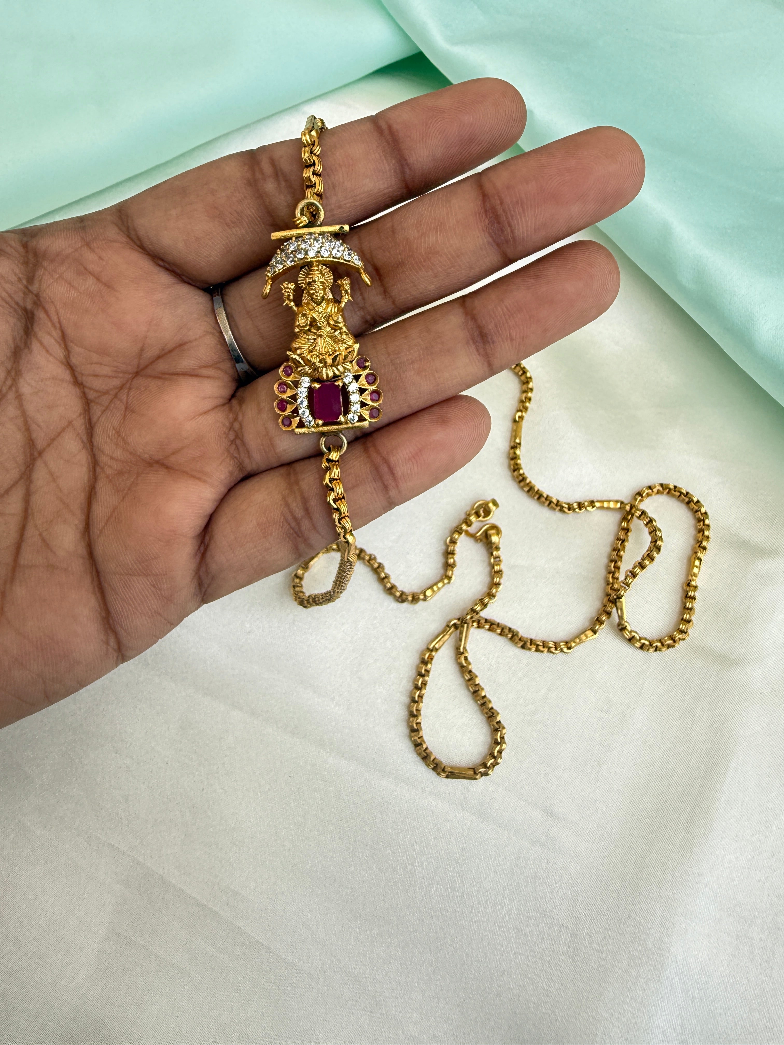 Tc051 Panchaloham  unpolished 27 inches thali chain