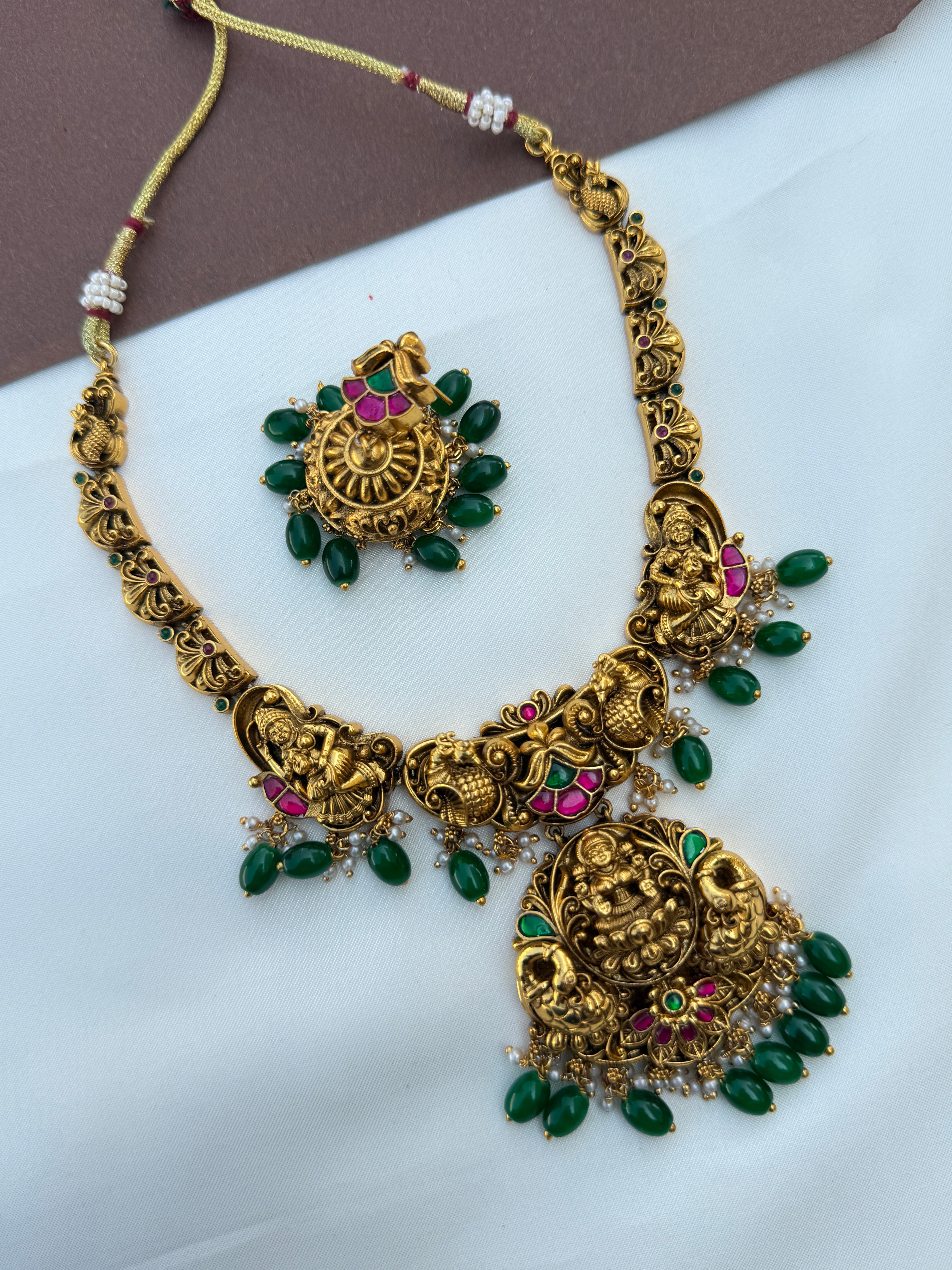 Ns655 Gold replica Nakshi lakshmi devi neckset