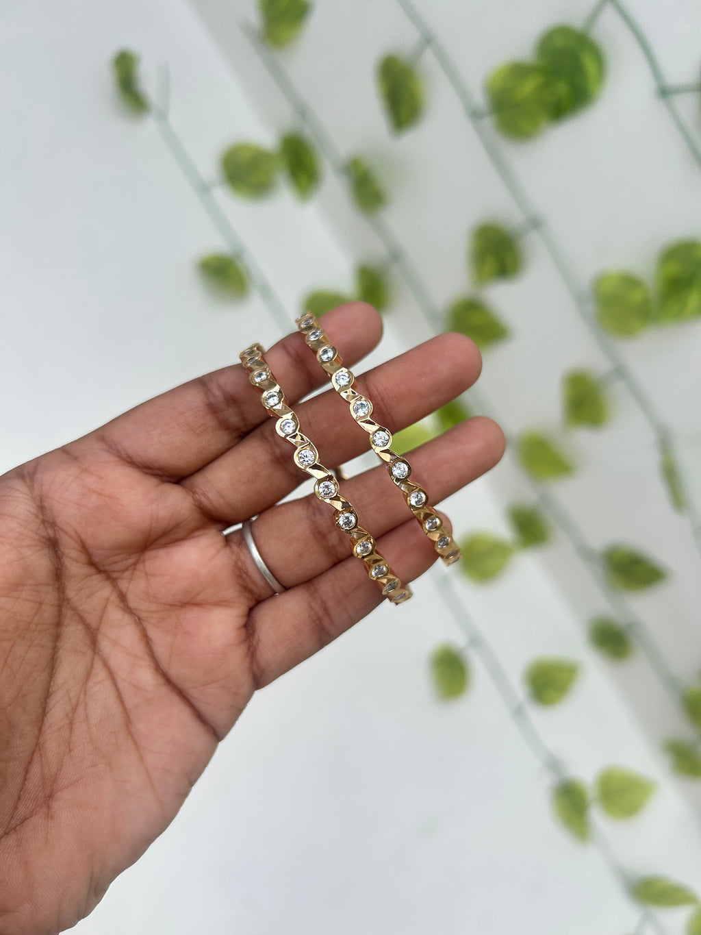 Unique panchaloham white stone bangles ph625