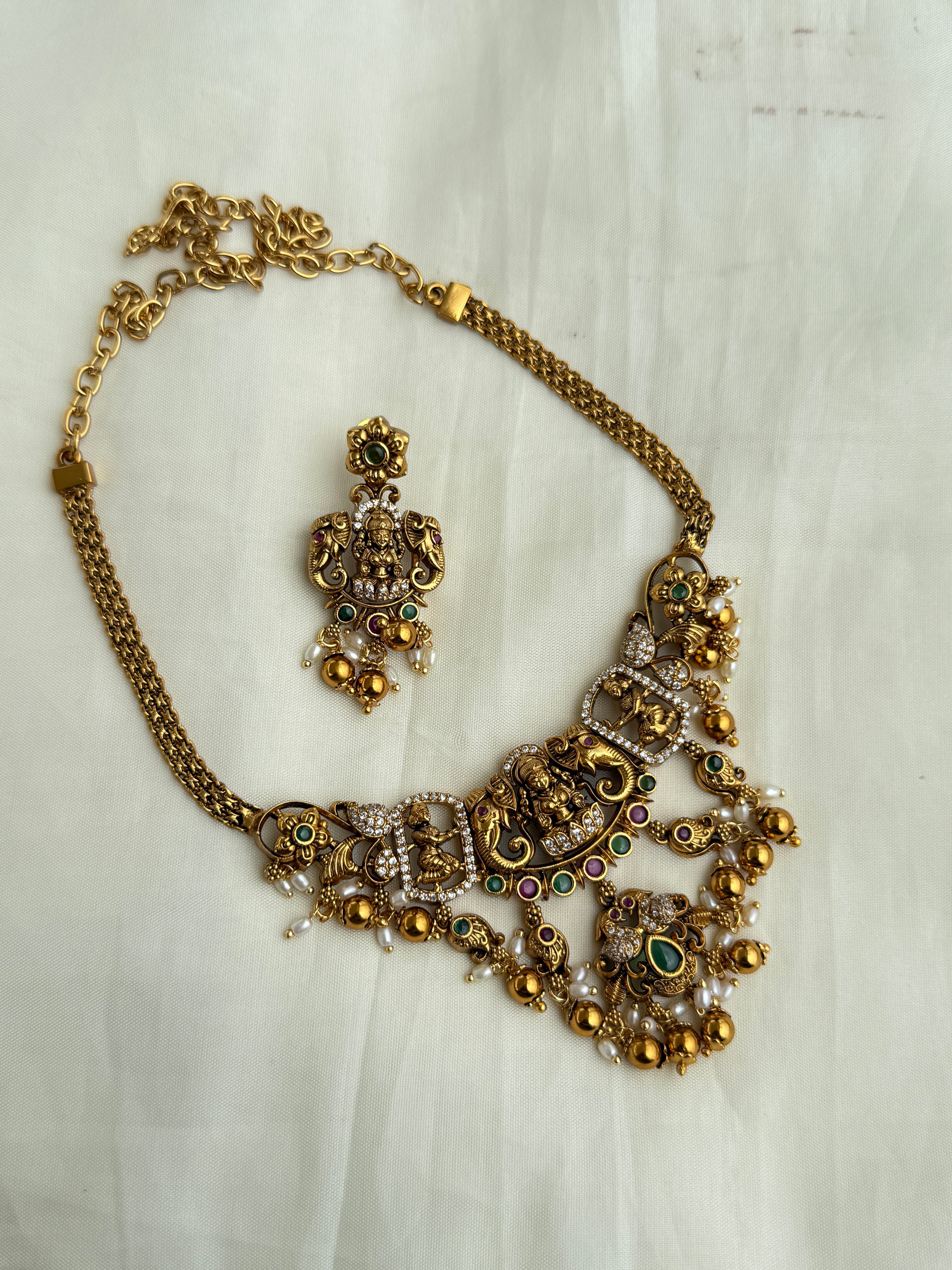 Ns300 nakshi Lakshmi devi neckset suits for adults and kids