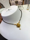 Lakshmidevi with pearl drop Black beads chain 18 inches BB432