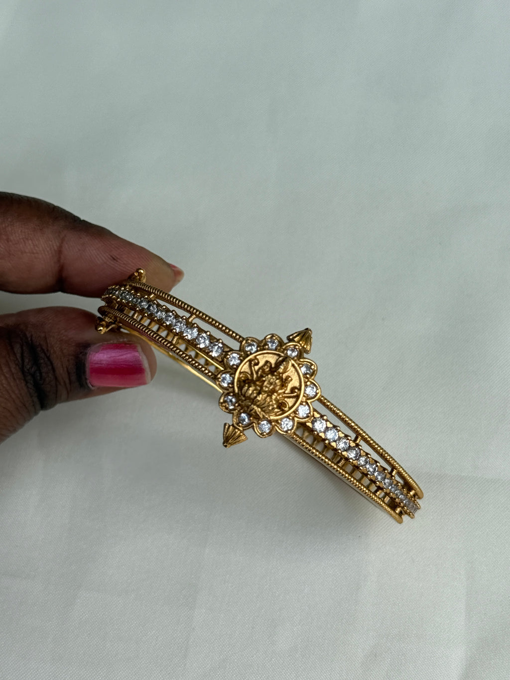 Br527 Lakshmi devi adjustable gold kada bracelt