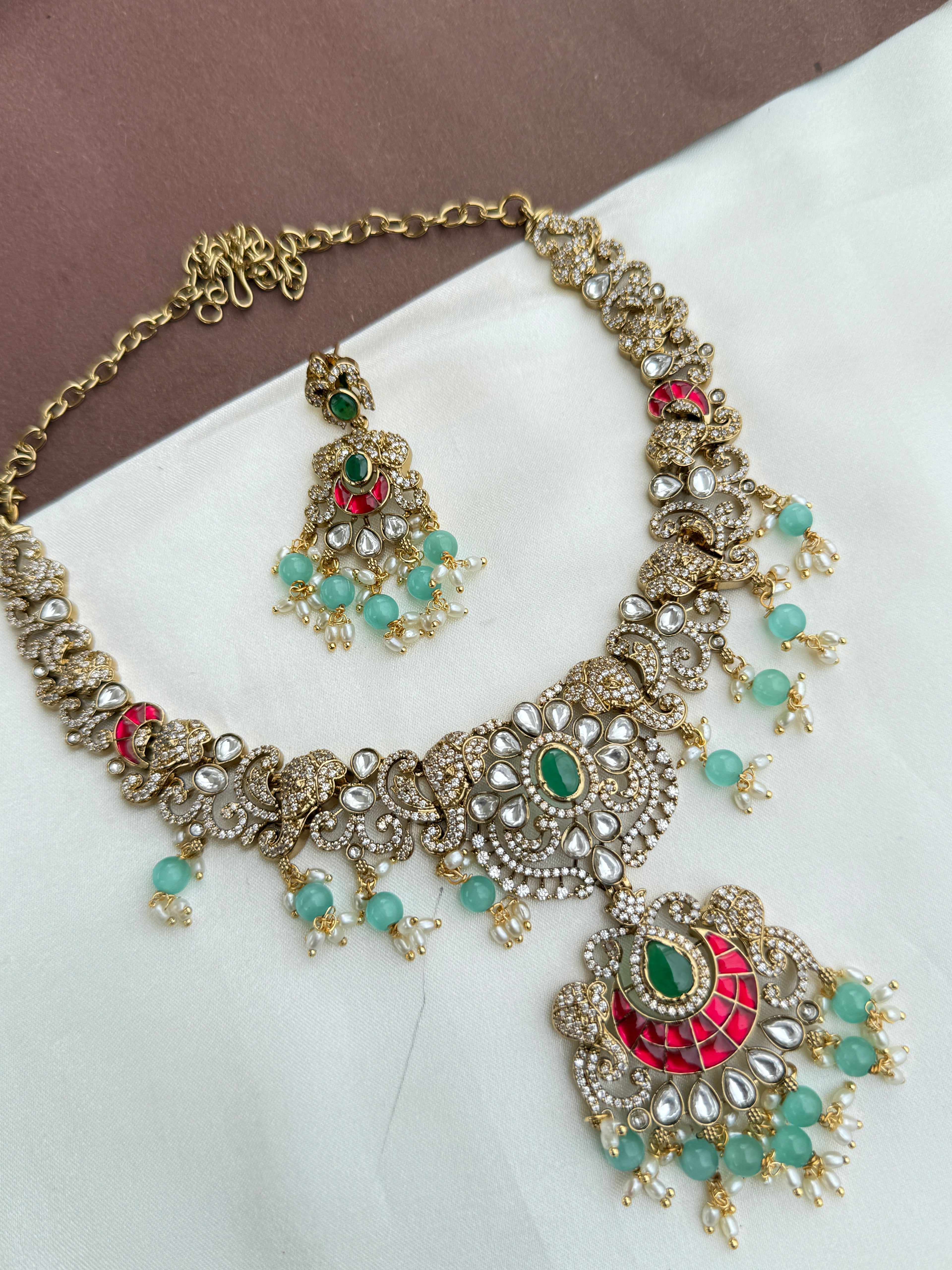 Ns341 victorian jadau Kundan  neckset