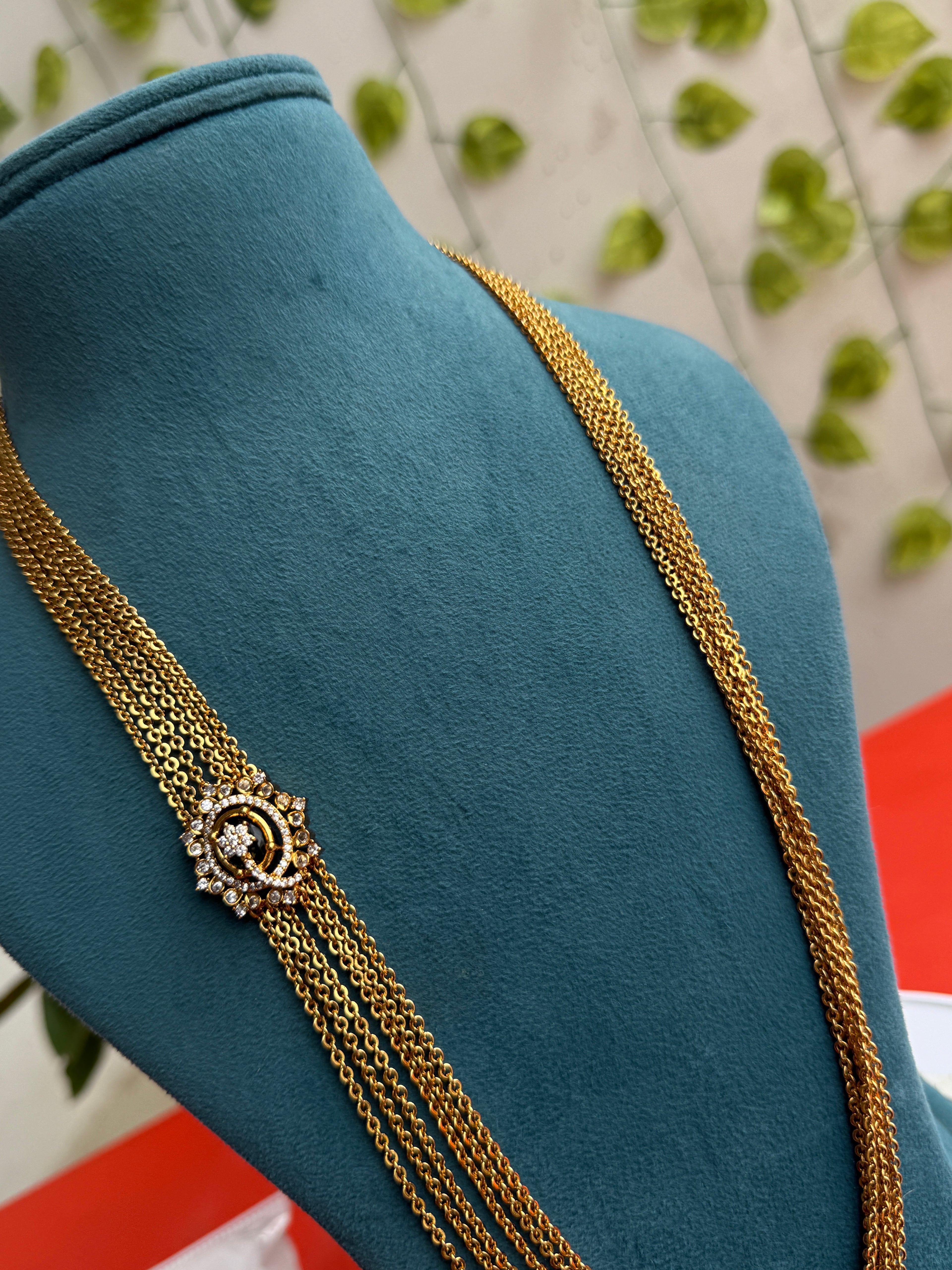 Ch5097 28 inches 6 layers multi pendant  long chandraharam