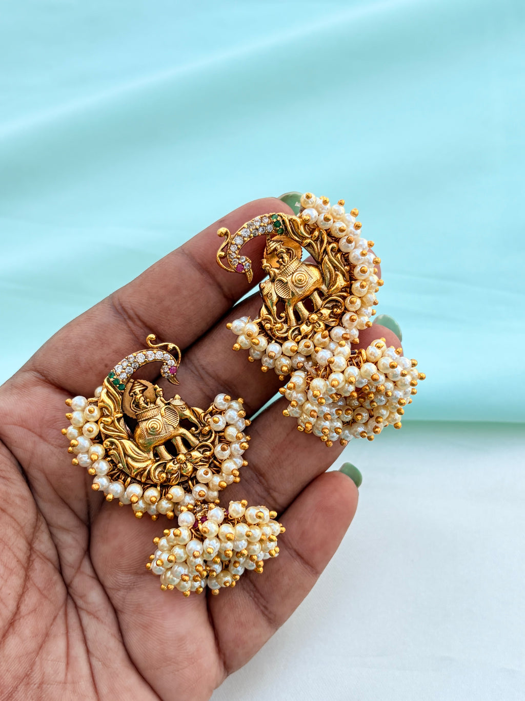 Elephant design pearls butta earrings Er962
