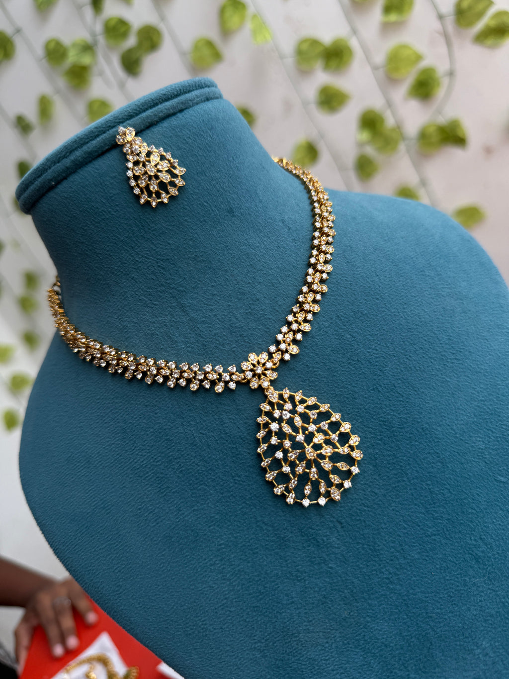 Ns841 short neckset drop pendant with earrings