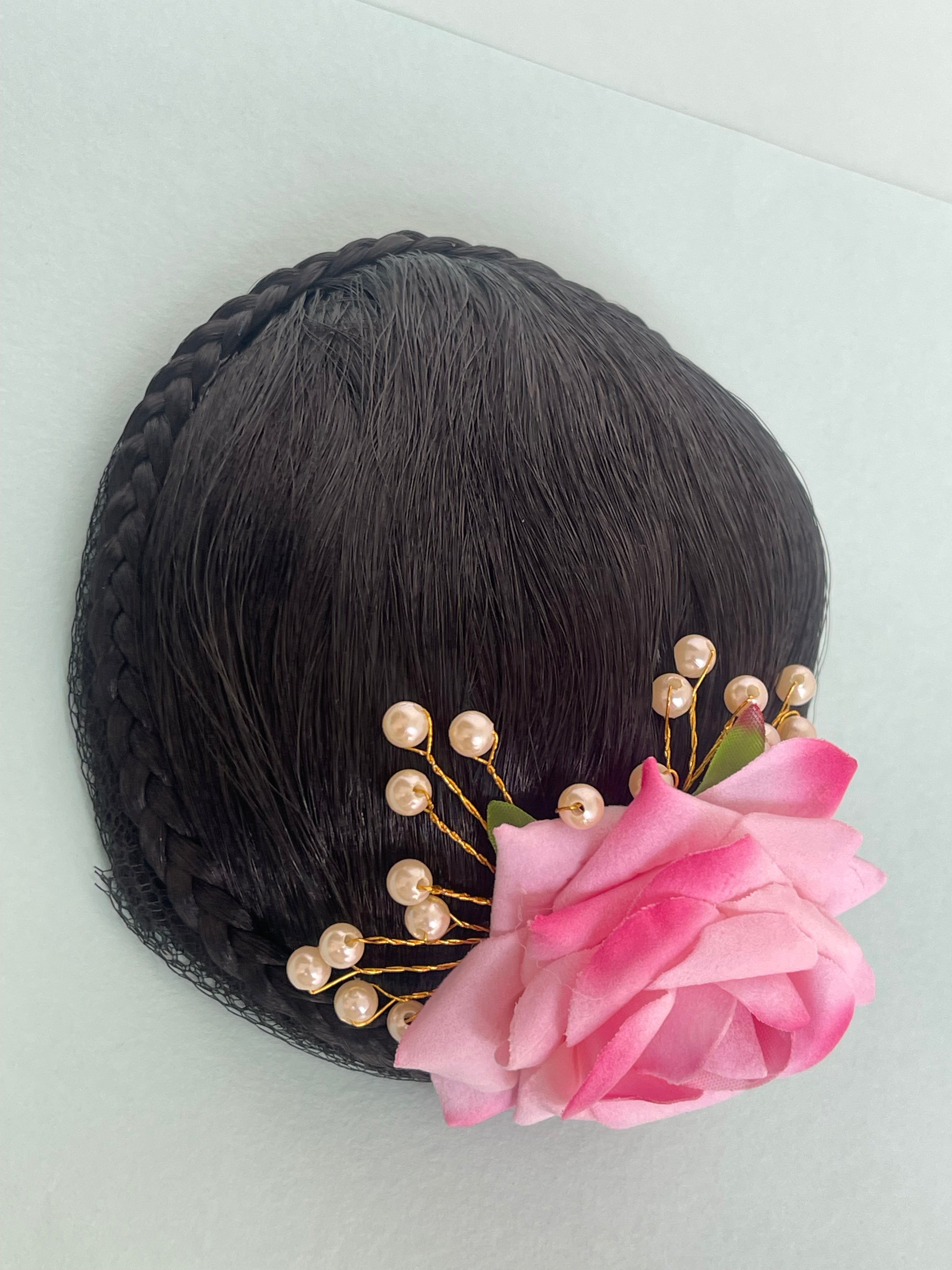 Hair bun with flower
