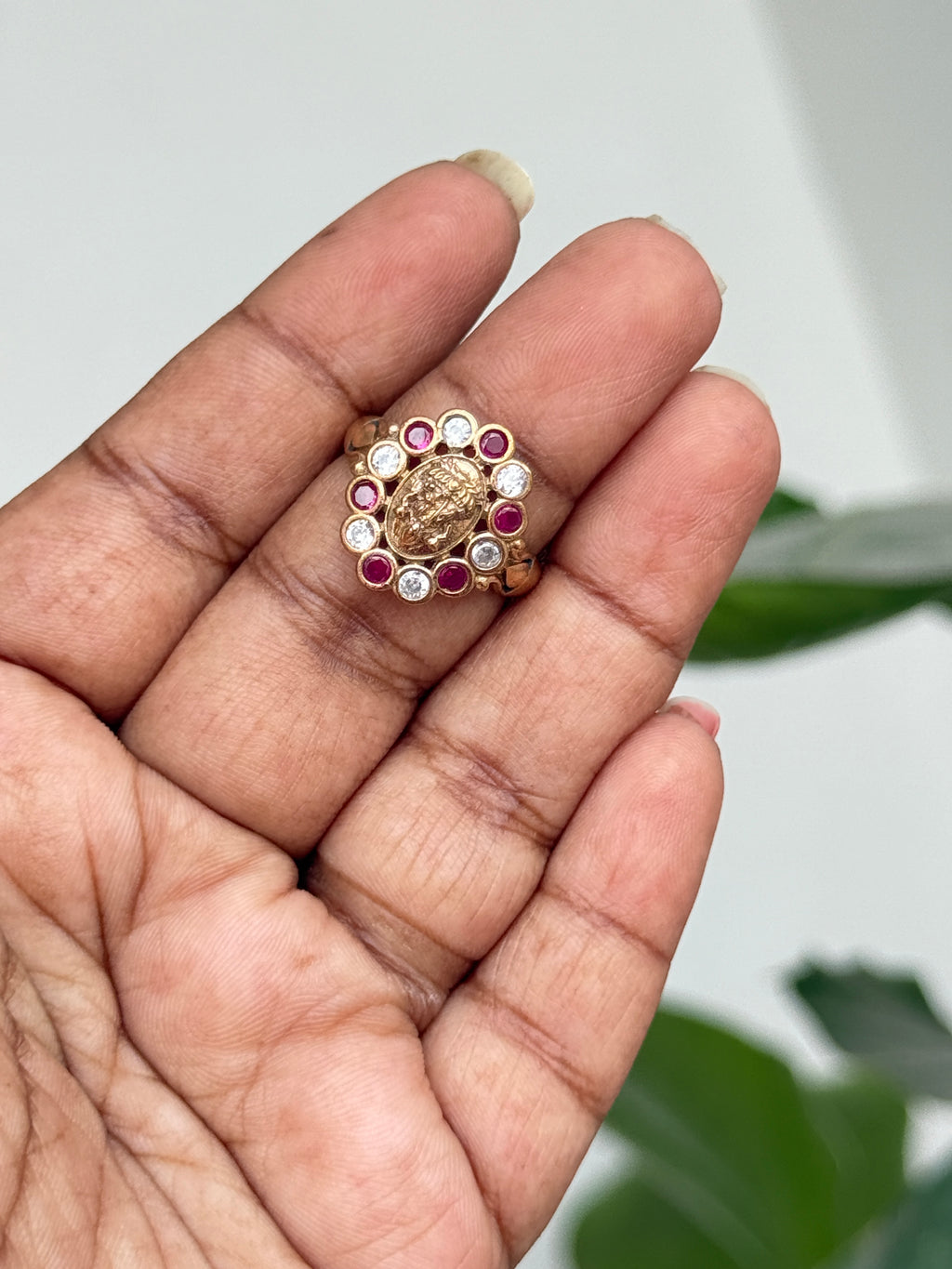 Rg021 panchaloham Lakshmi Devi finger ring size(6)