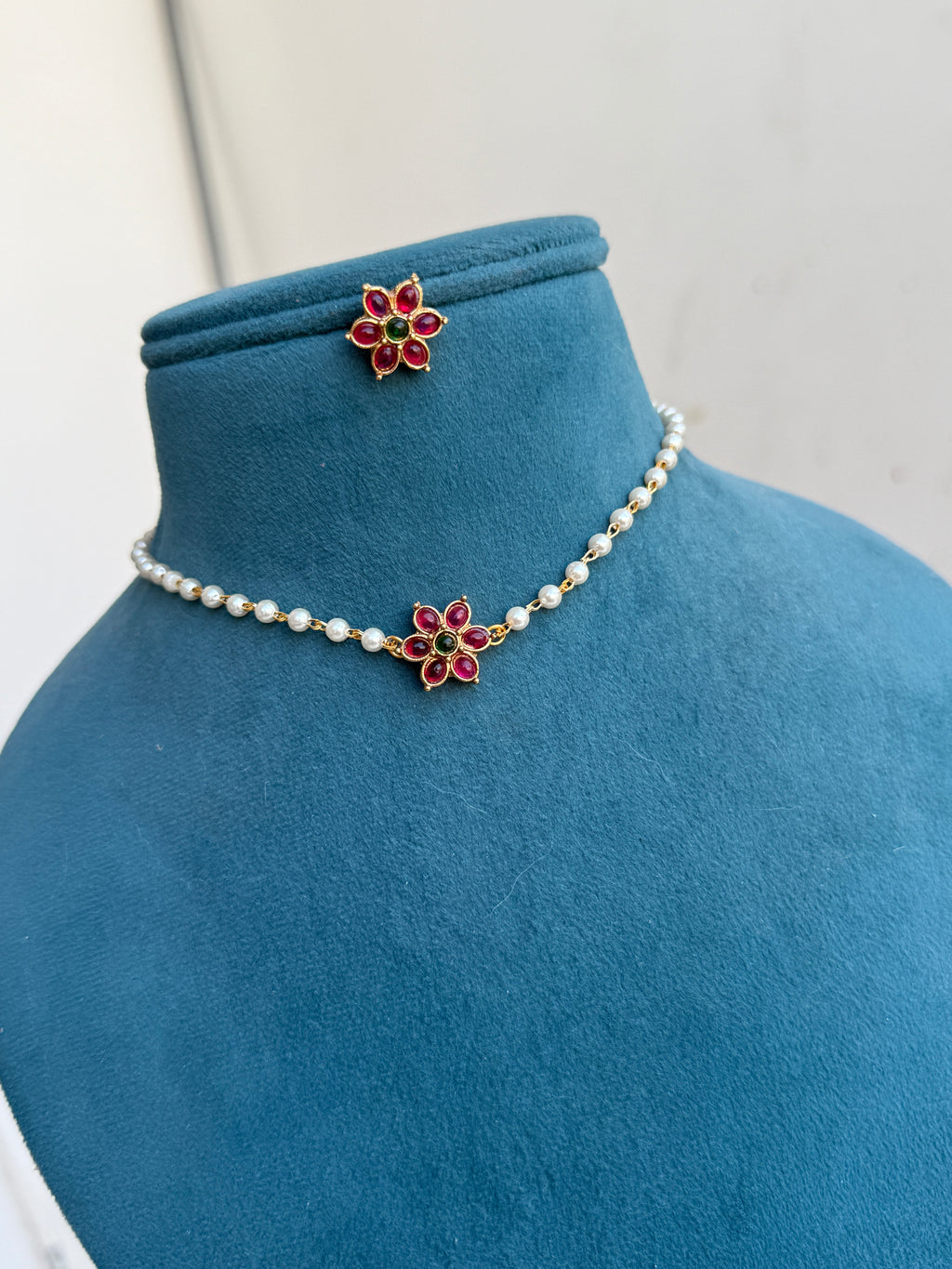 Pearl choker for kids and adults with earrings ch006