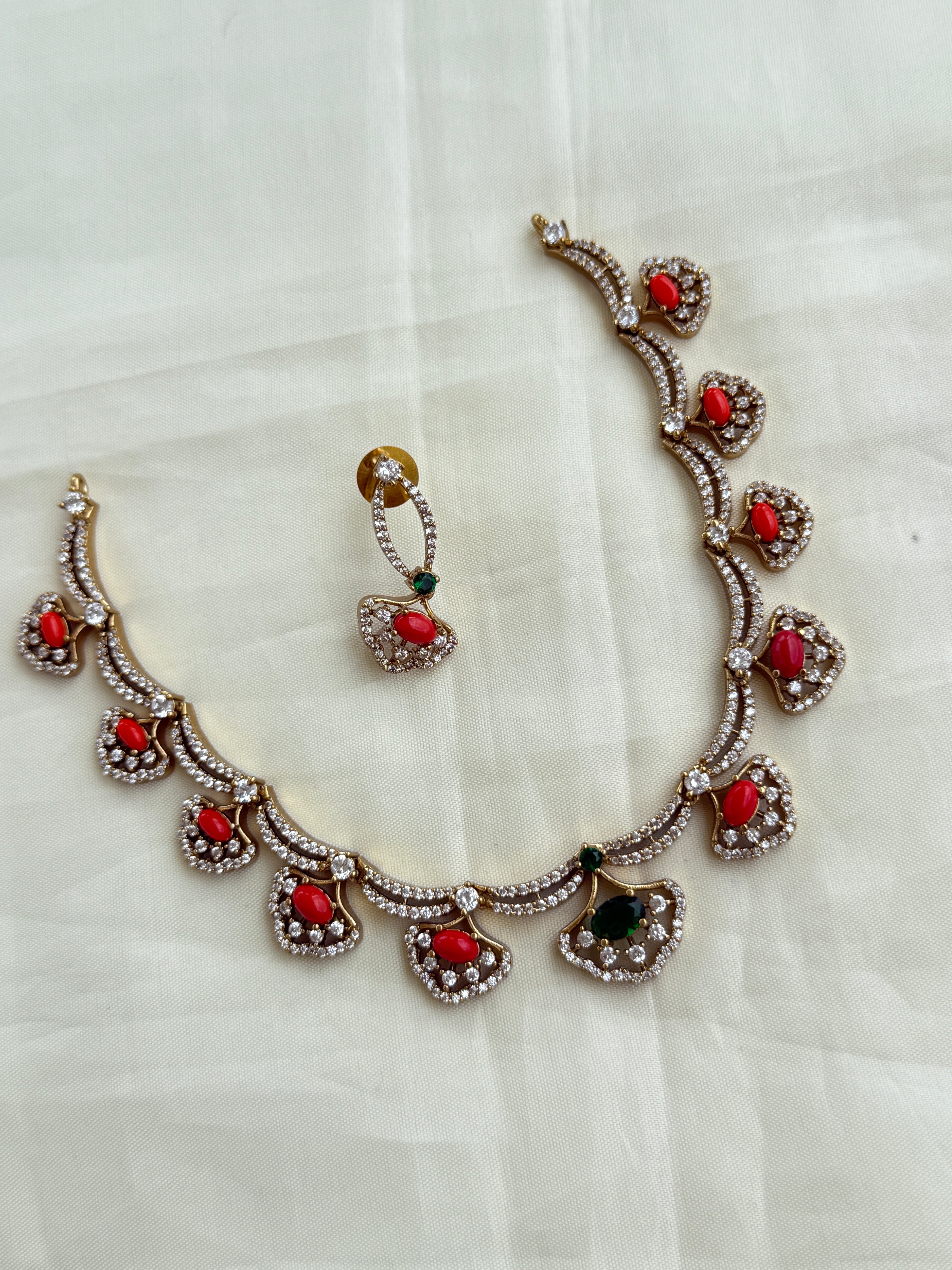 Ns211 purple corals neckset with earrings