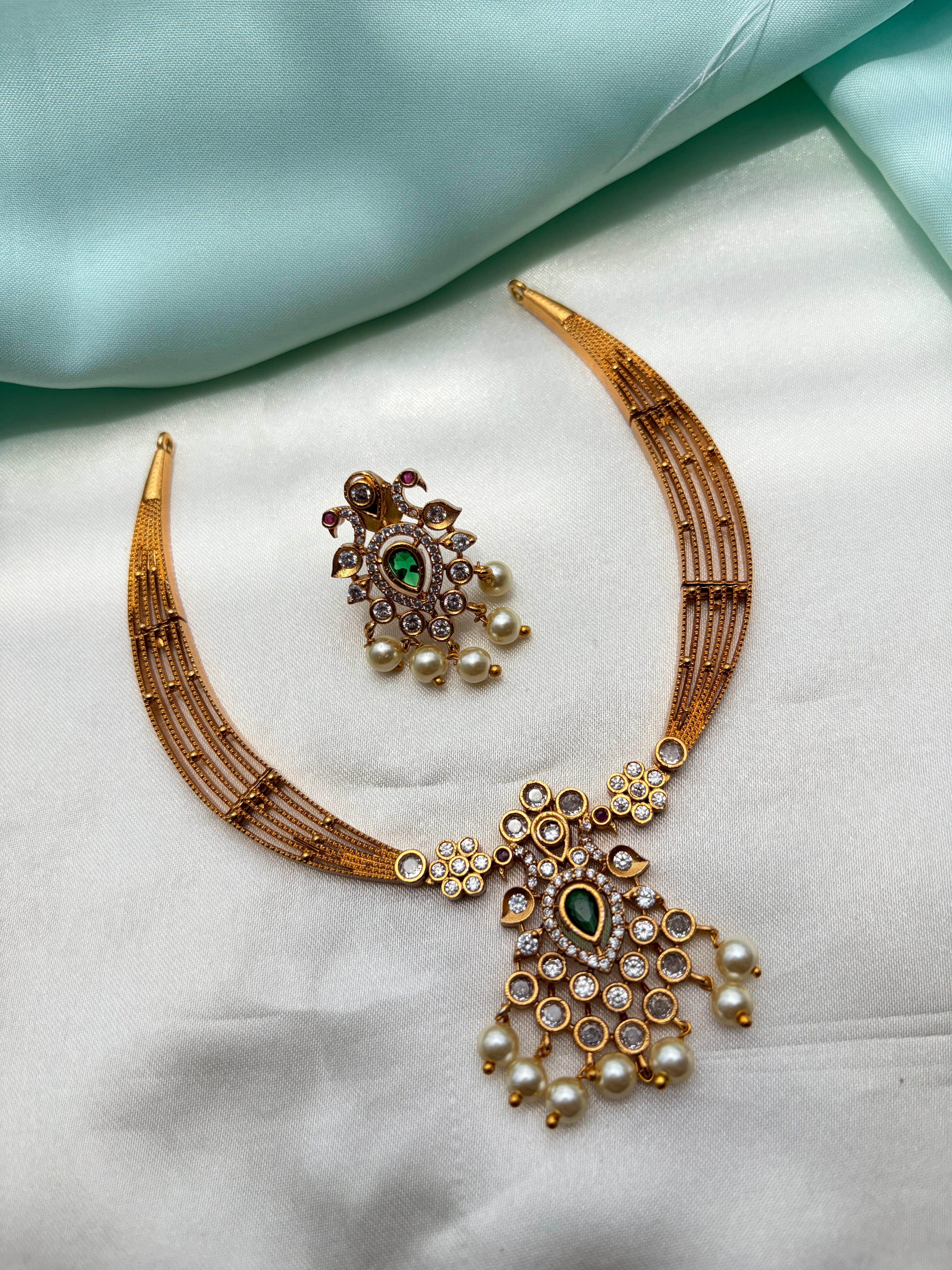 Ns968 peacock multi kante neckset with earrings