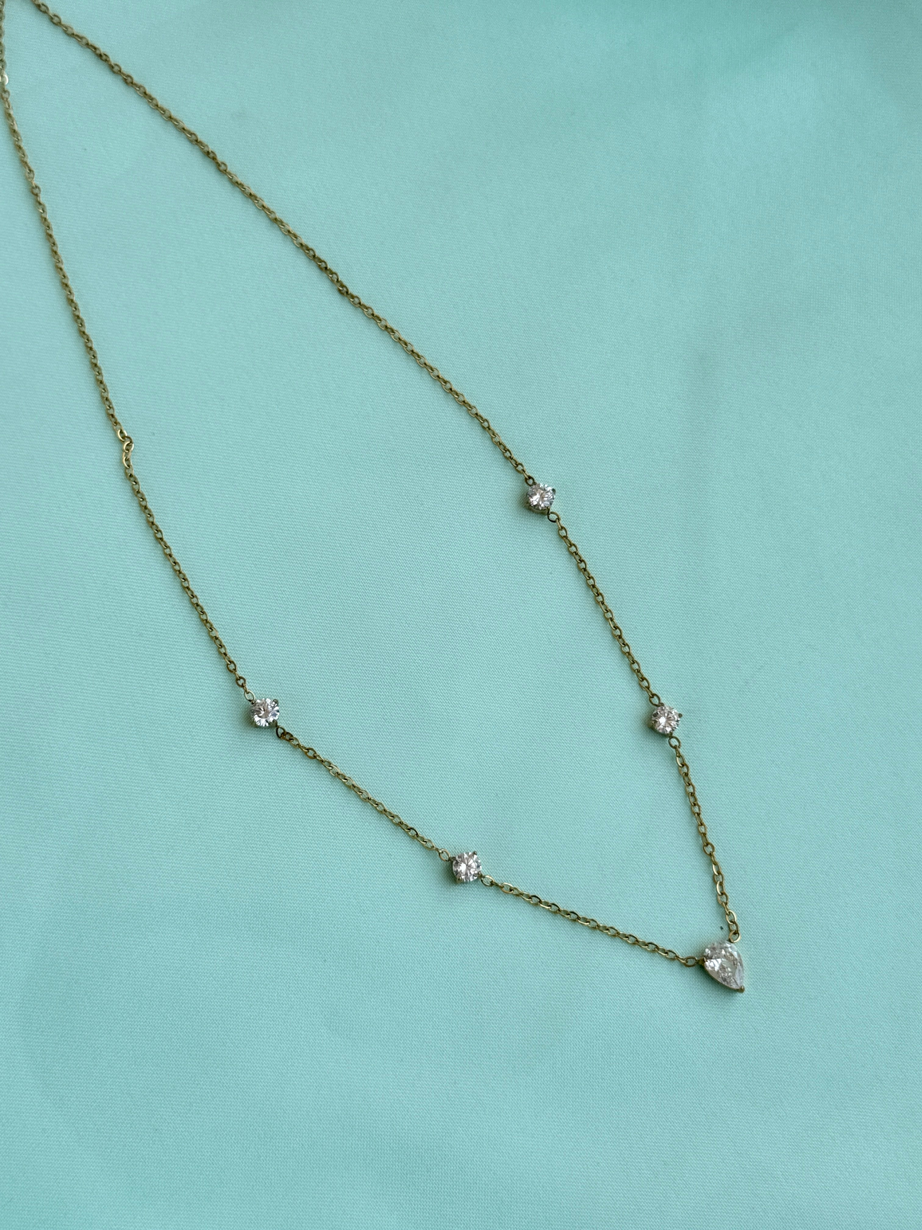 Dc059 anti tarnish stones drop 18inches adjustable daily wear chains
