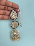 Big size Meenakari butta with pearl earchain ER6103