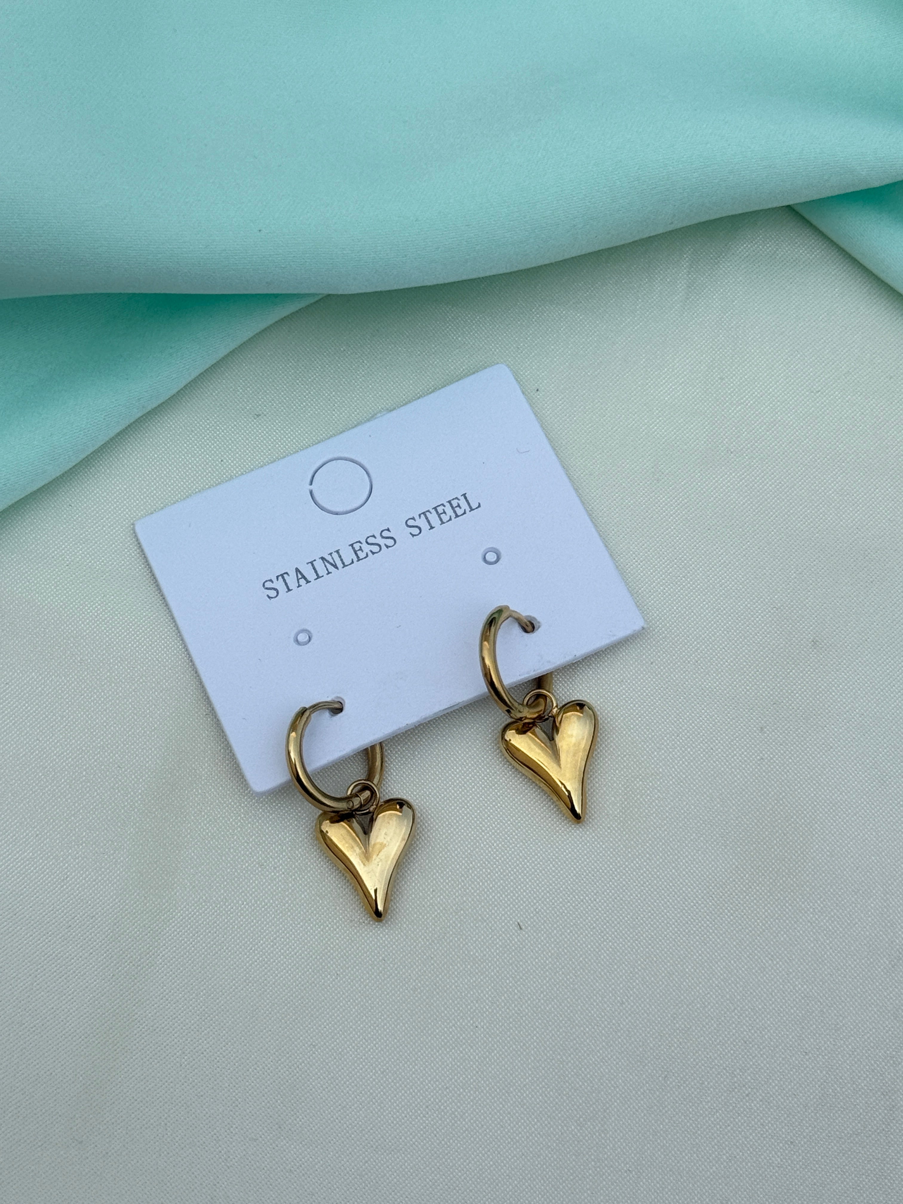 Er277 anti tarnish gold heart locksystem earrings