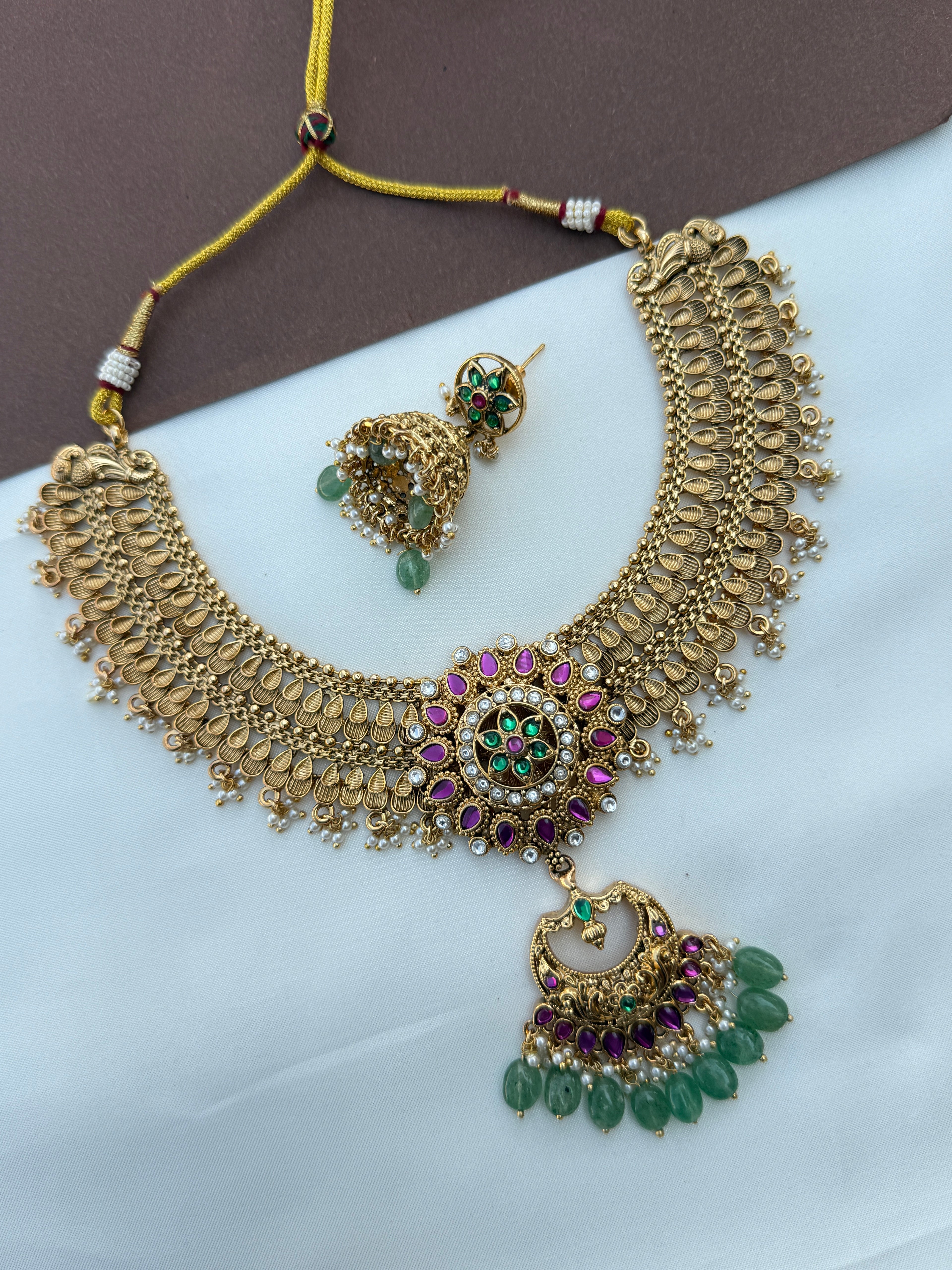 Ns647 nakshi jadau kundan  neckset without idol