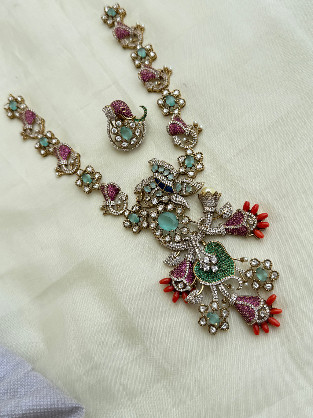 Ns206 pendant removable multi moissanite elephant unique neckset