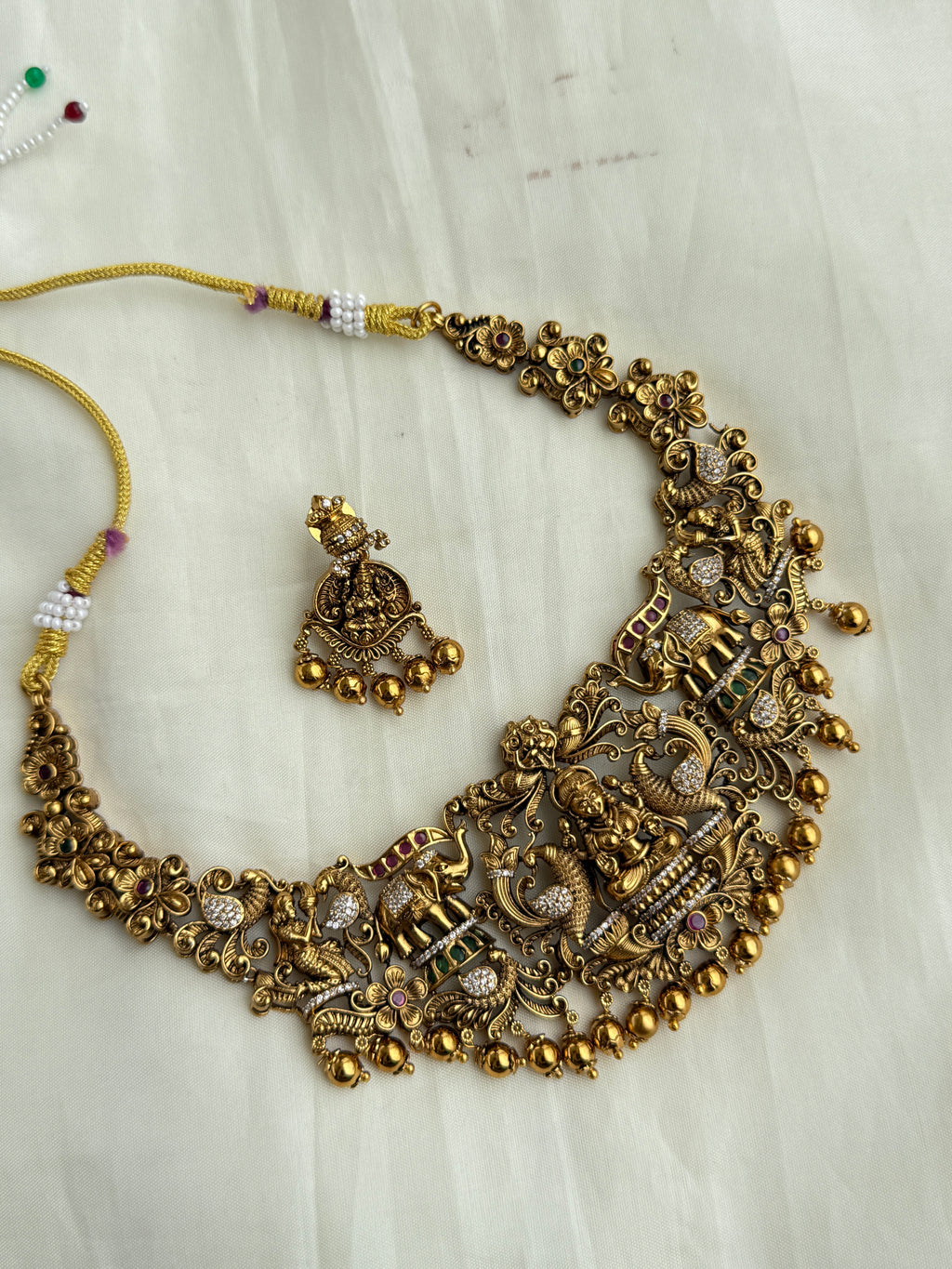 Ns310 Lakshmi devi elepant nakshi neckset
