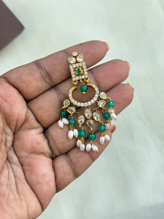 Er2049 rice pearl chandbali earrings