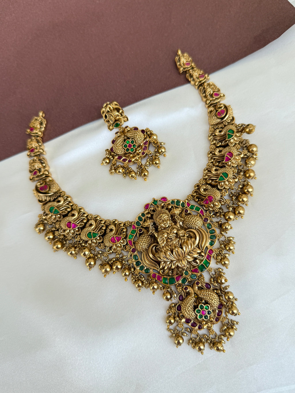Ns583 lakshmi Devi nakshi jadau Kundan neckset