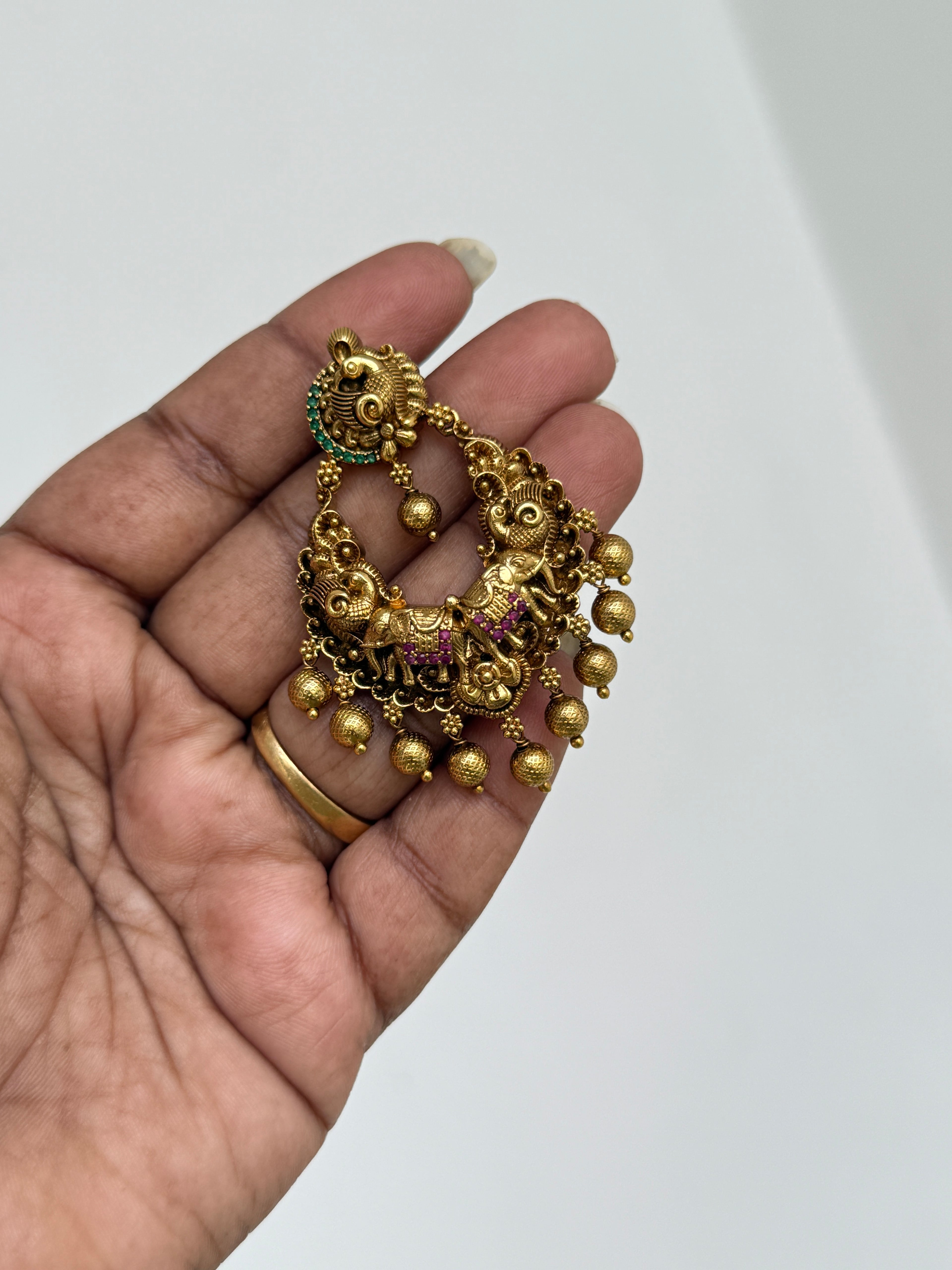 Er138 nakshi chandbali gold ball earrings