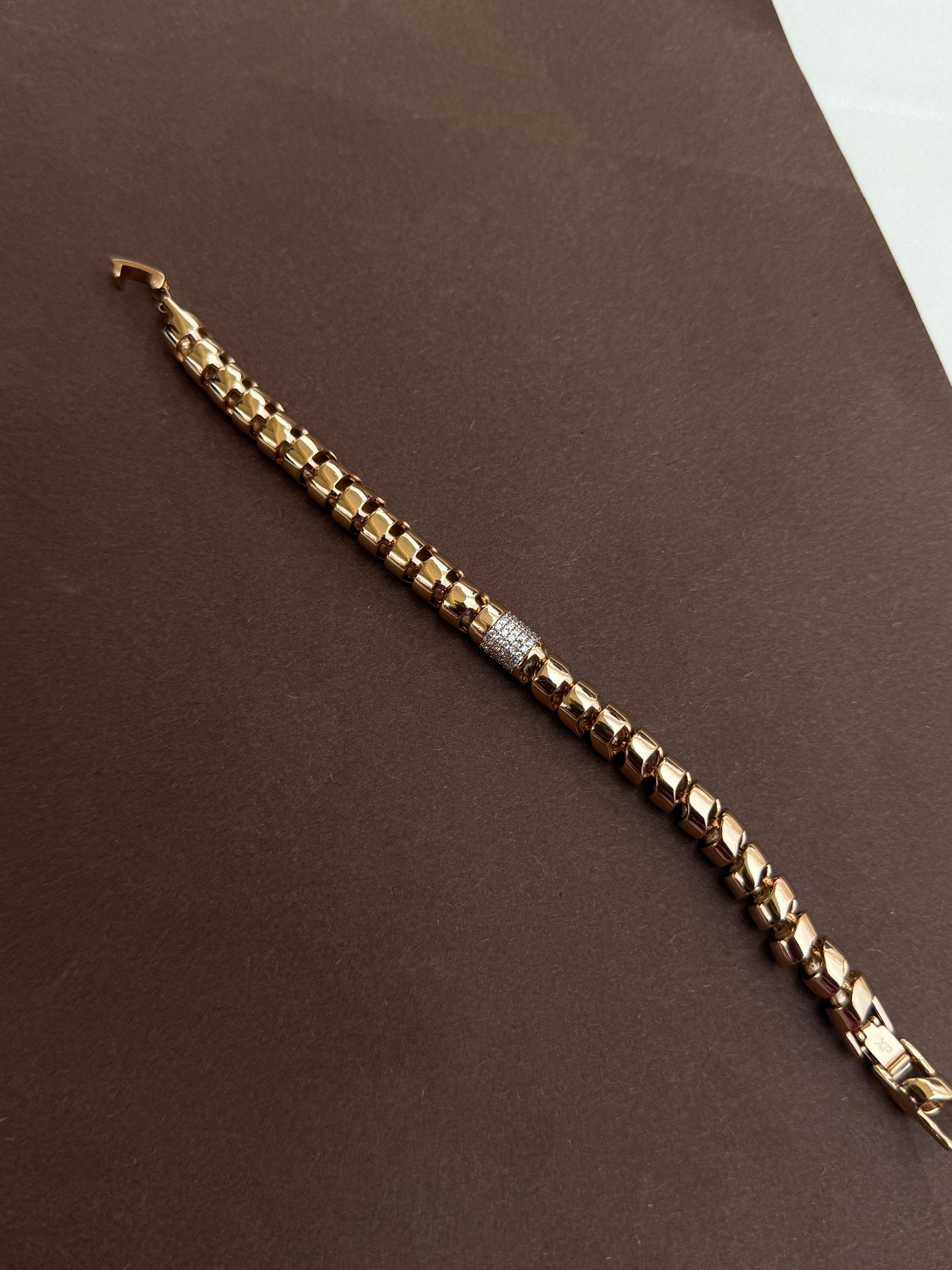 Mn007 anti tarnish rose gold men’s bracelet