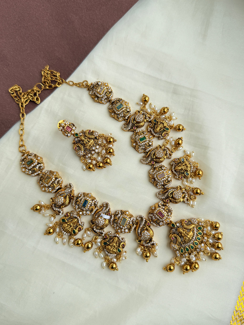 Ns301 cz Lakshmi Devi neckset